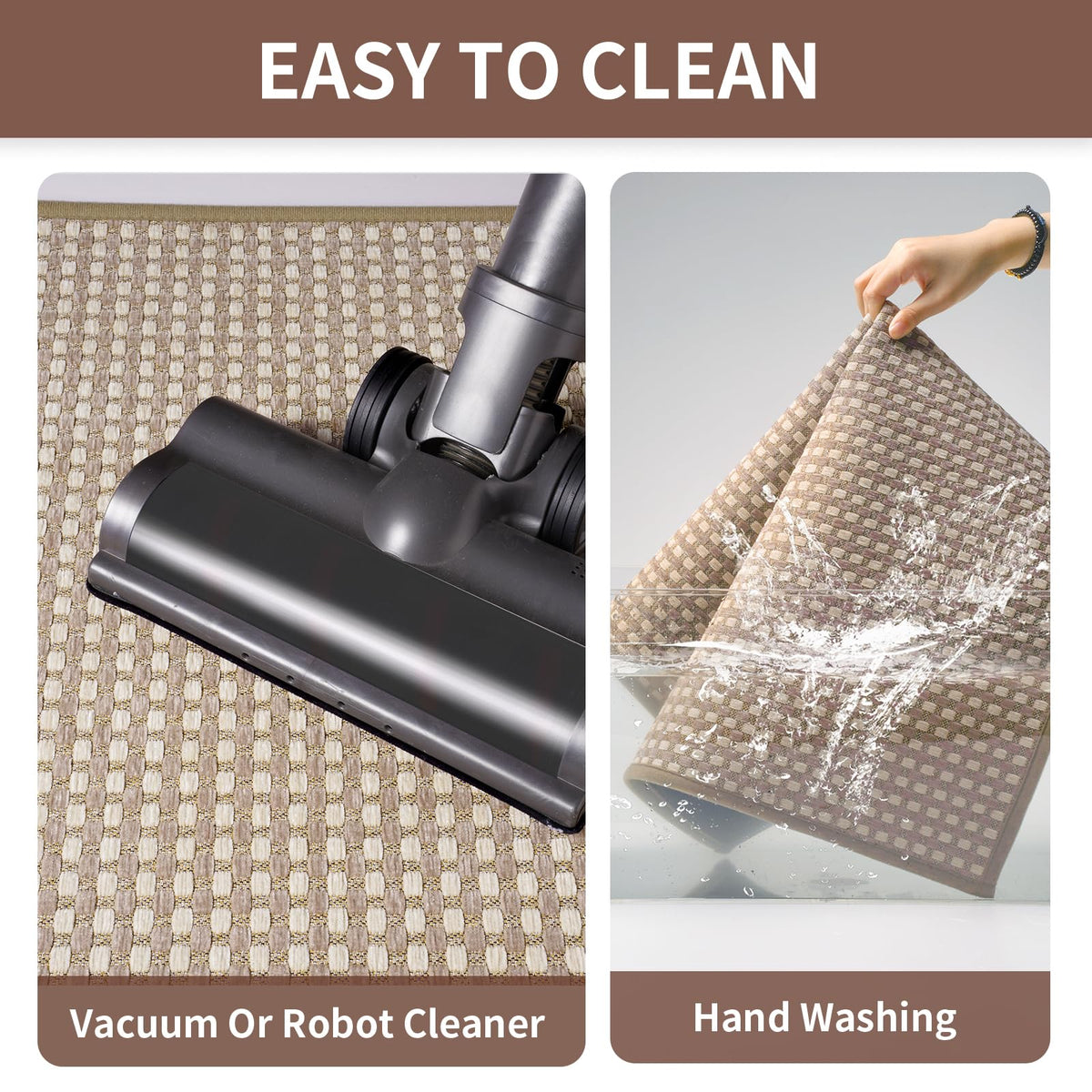 YDKGL Kitchen Rugs Mat Non Slip Washable, Super Absorbent Kitchen Mats for Floor, Rubber Backing Soft Braided Standing Floor Mats Sink Mat Runner Rug, Easy to Clean and Maintain, Brown 17"x30"