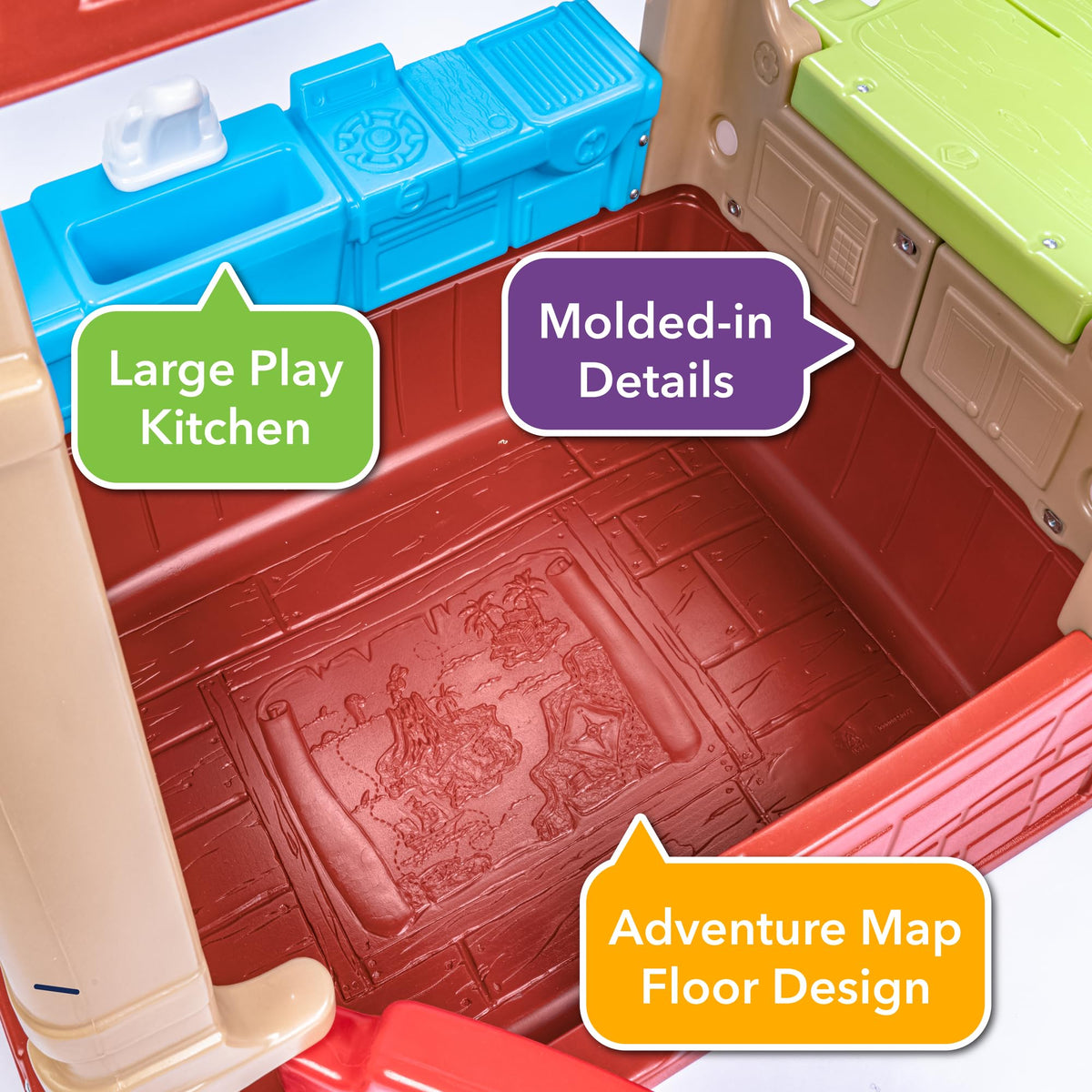 Simplay3 Sunny Slide and Climb Picnic Playhouse - Indoor or Outdoor Backyard Playset for Kids with Kitchen, Picnic Table, Toddler Slide, Working Door, Kids Ages 18 Months to 6 Years