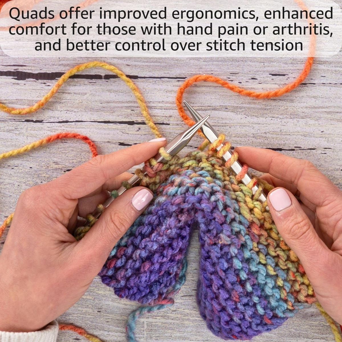 ChiaoGoo Quads 5 in. (13cm) US 8 (5 mm) Interchangeable Circular Knitting Needle Tips Stainless Steel [S] (uses Small Cables) with Stitch Holder