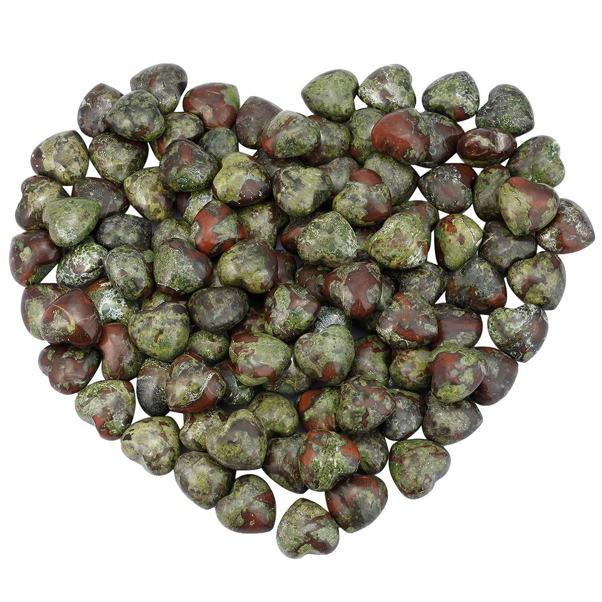 Rockcloud Healing Crystal 0.5 inche Dragon Blood Stone Heart Love Carved Palm Worry Stone Chakra Reiki Balancing(Pack of 10)