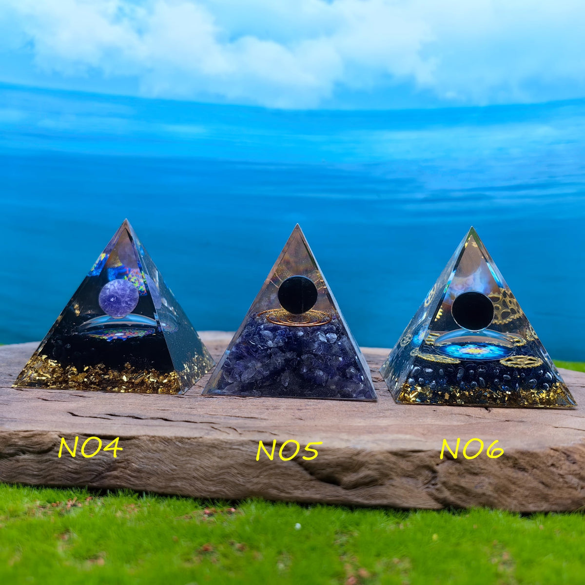 Healing Crystals Orgone Pyramid for Positive Energy, Stress Reduction, and Attracting Wealth and Luck Reduce Stress and Promote Healing with this Crystal Pyramid Home Decor (NO5,6cm)