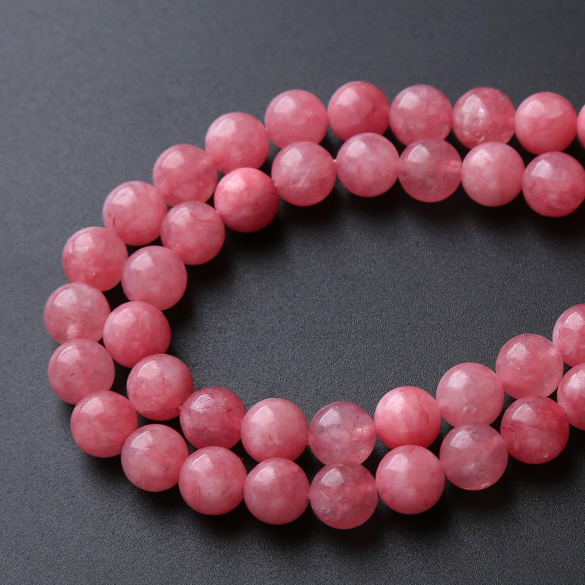 8MM 46PCS Natural Stone Rose Pink Jade Beads for Jewelry Making DIY Bracelet