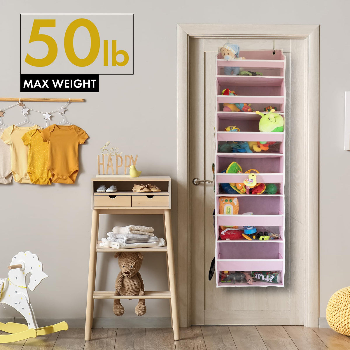 HOMELUX THEORY UPGRADED 6 Tiers Over The Door Organizer Hanging - 100D EXTRA THICK & 50lbs HUGE CAPACITY, 12 Side Mesh Pockets Over The Door Shoe Organizer, Hanging Closet Organizer (Ivory, 1pc)