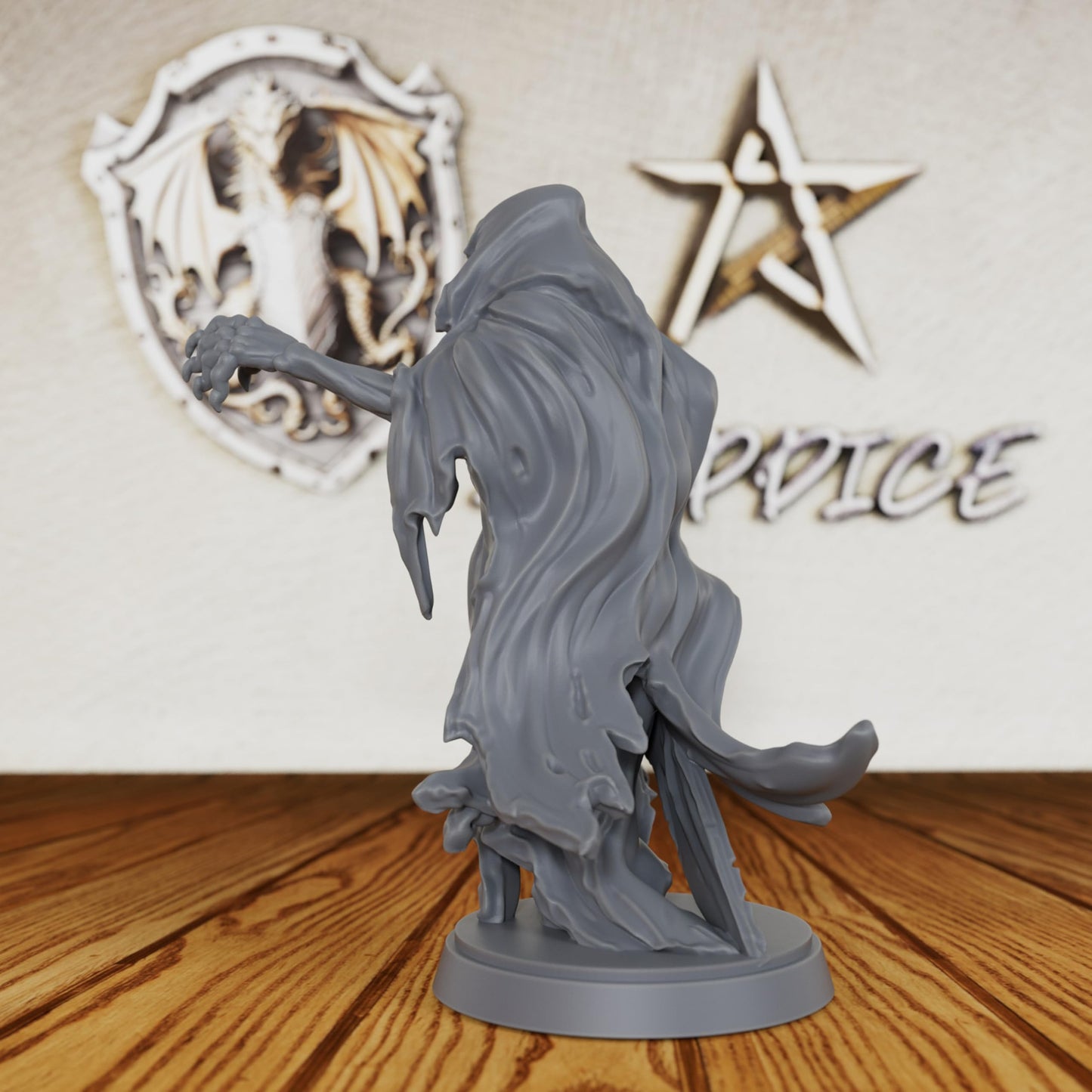 Tabletop Unpainted Miniatures for TTRPG - 28mm Scale Spectral Wraith Minis Figurine for Dungeon Masters, Undead Fantasy RPG Accessory Figure - Ghost Knight (AS446)