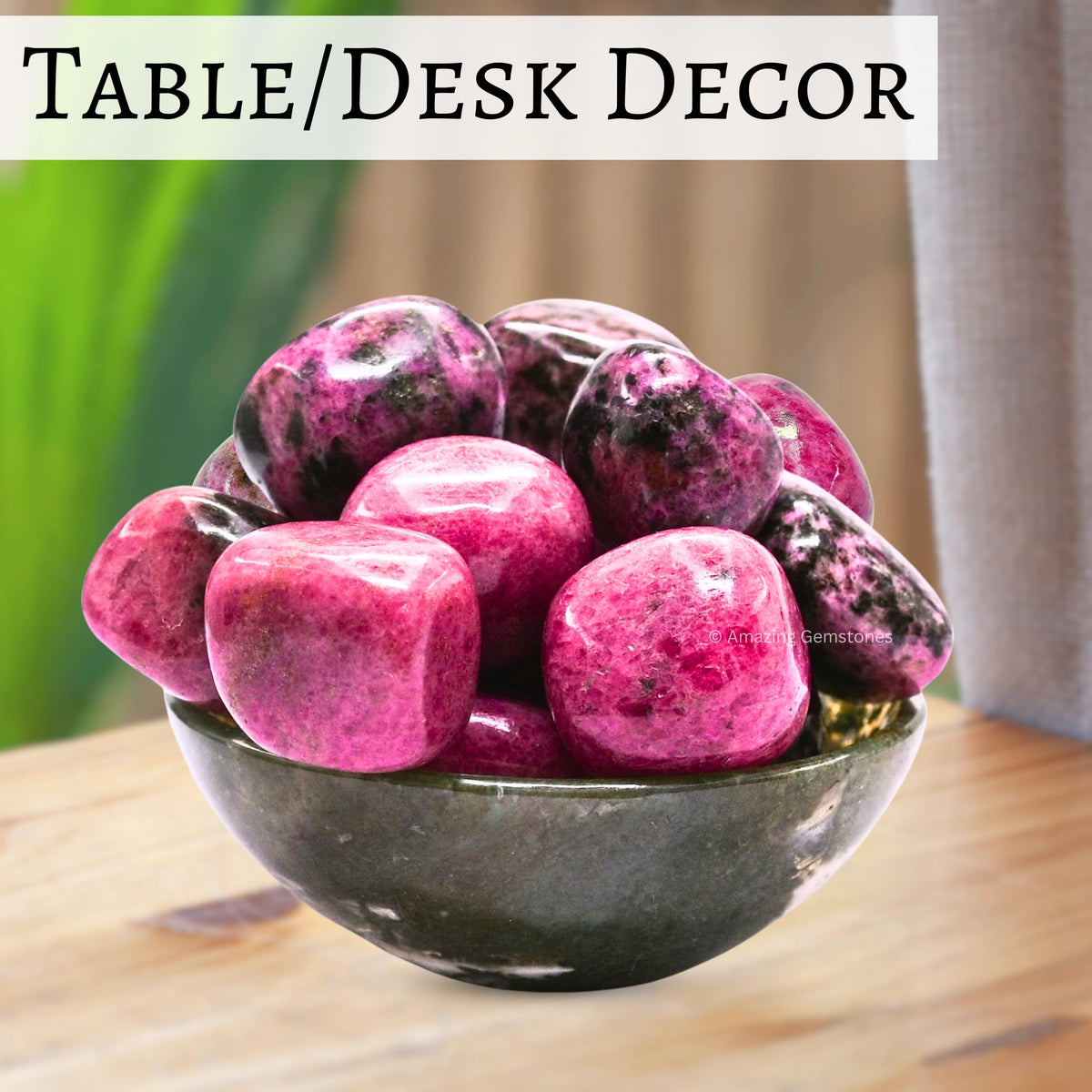 Rhodonite Crystals and Healing Stones Tumbled - 1 oz Rhodonite Stone Gem Stones, Natural Healing Stones for Energy Balance, Stress Relief - Premium Polished Gems Rocks for Meditation and Wellness