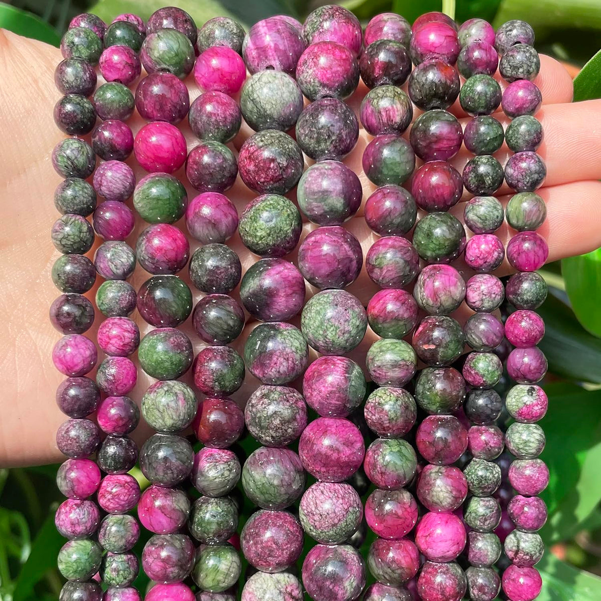NITOPUPU 10mm 37pcs Tourmaline Persian Jade Natural Stone Beads for Jewelry Making Supplies, Round Crystal Beads for Bracelets Necklace DIY Crafts