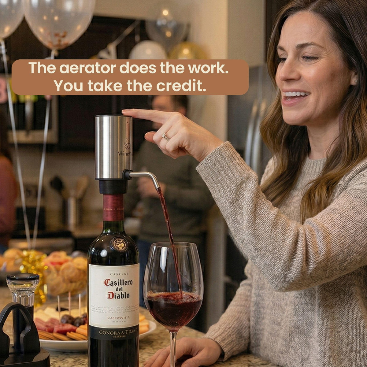 Electric Wine Aerator & Opener Set with Accessories, Rechargeable Automatic Corkscrew, Aerator, Dispenser, Foil Cutter Tool, Stopper, Wine Lovers Gift for Housewarming, Birthday, Registry, Anniversary