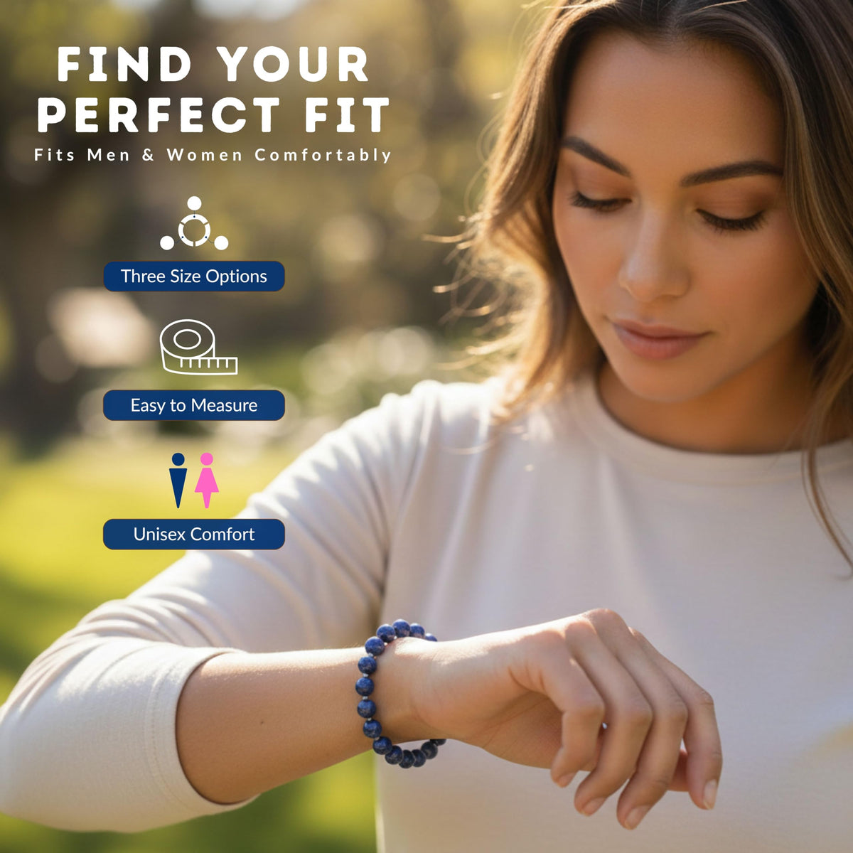 Cherry Tree Collection Blue Lapis Lazuli Beaded Bracelet – Genuine 8mm Gemstone Stretch Bracelet for Men & Women – Handmade Crystal Bracelet - (Blue Lapis Lazuli - L)