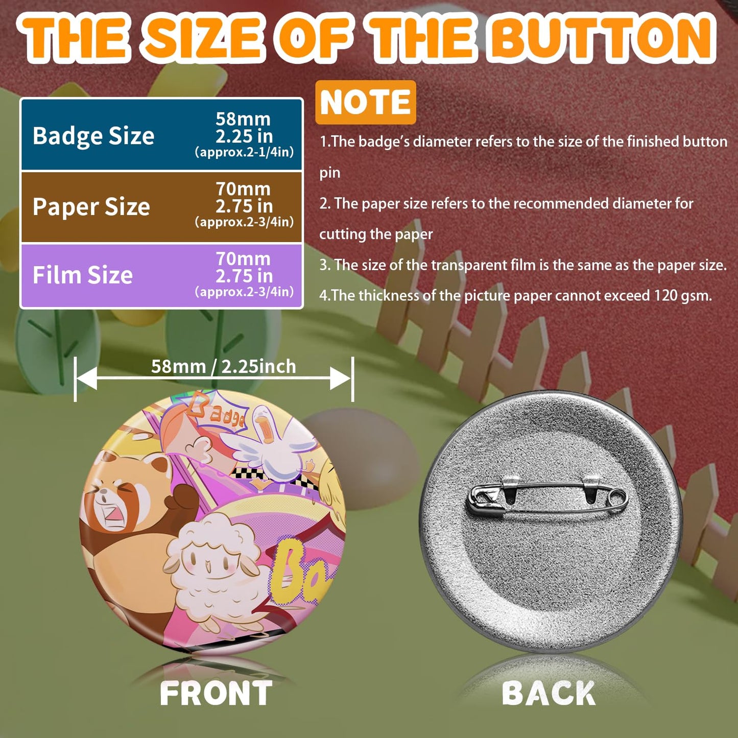 Button Maker Machine 58mm (2.25 inch), DIY Button Pin Maker Machine Comes with Free Button Parts, Circle Cutter, Cutting Board, Pattern Paper, Holographic Bags, Colored Film, and Protective Case