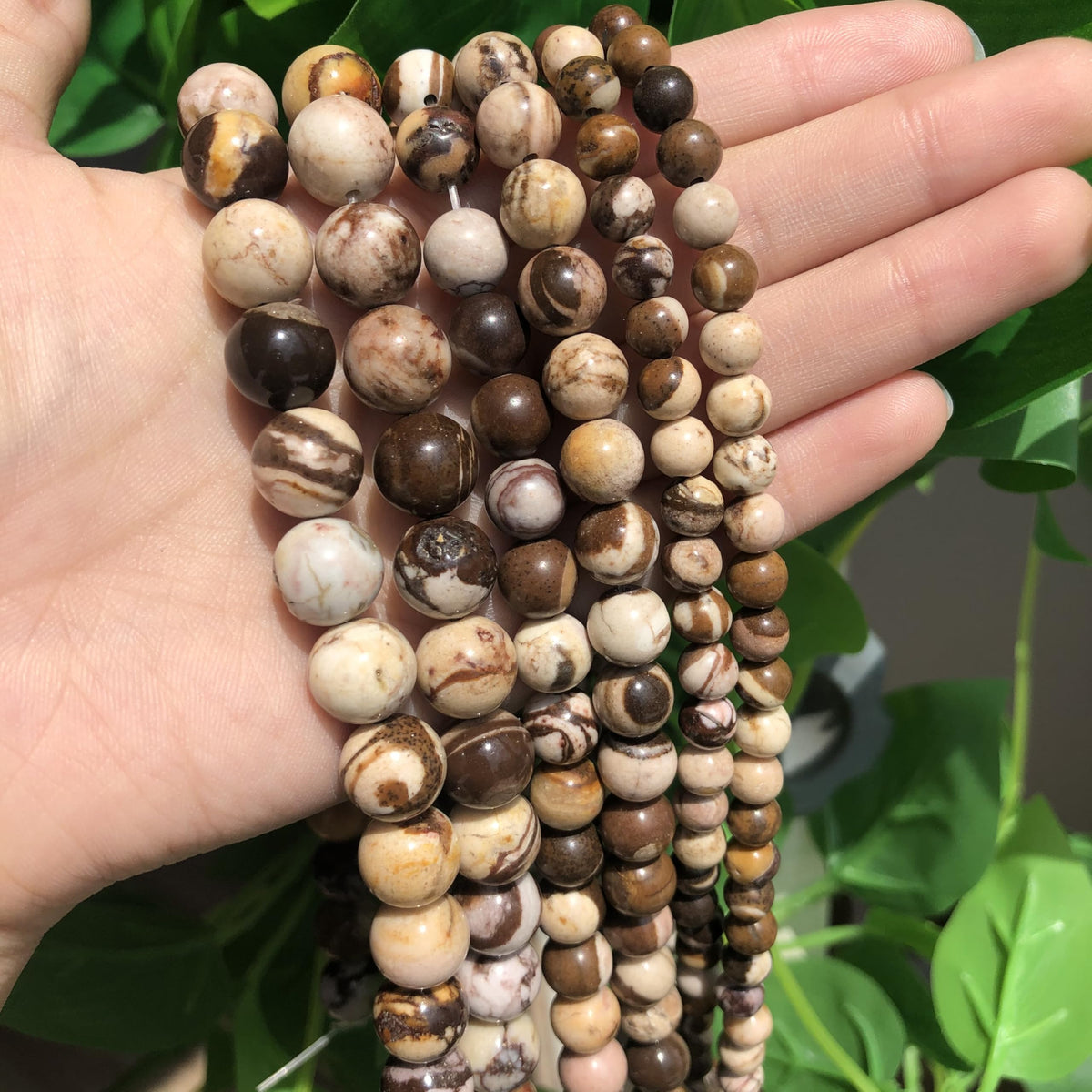 NITOPUPU 10mm 37pcs Australian Zebra Natural Stone Beads for Jewelry Making Supplies, Round Crystal Beads for Bracelets Necklace DIY Crafts