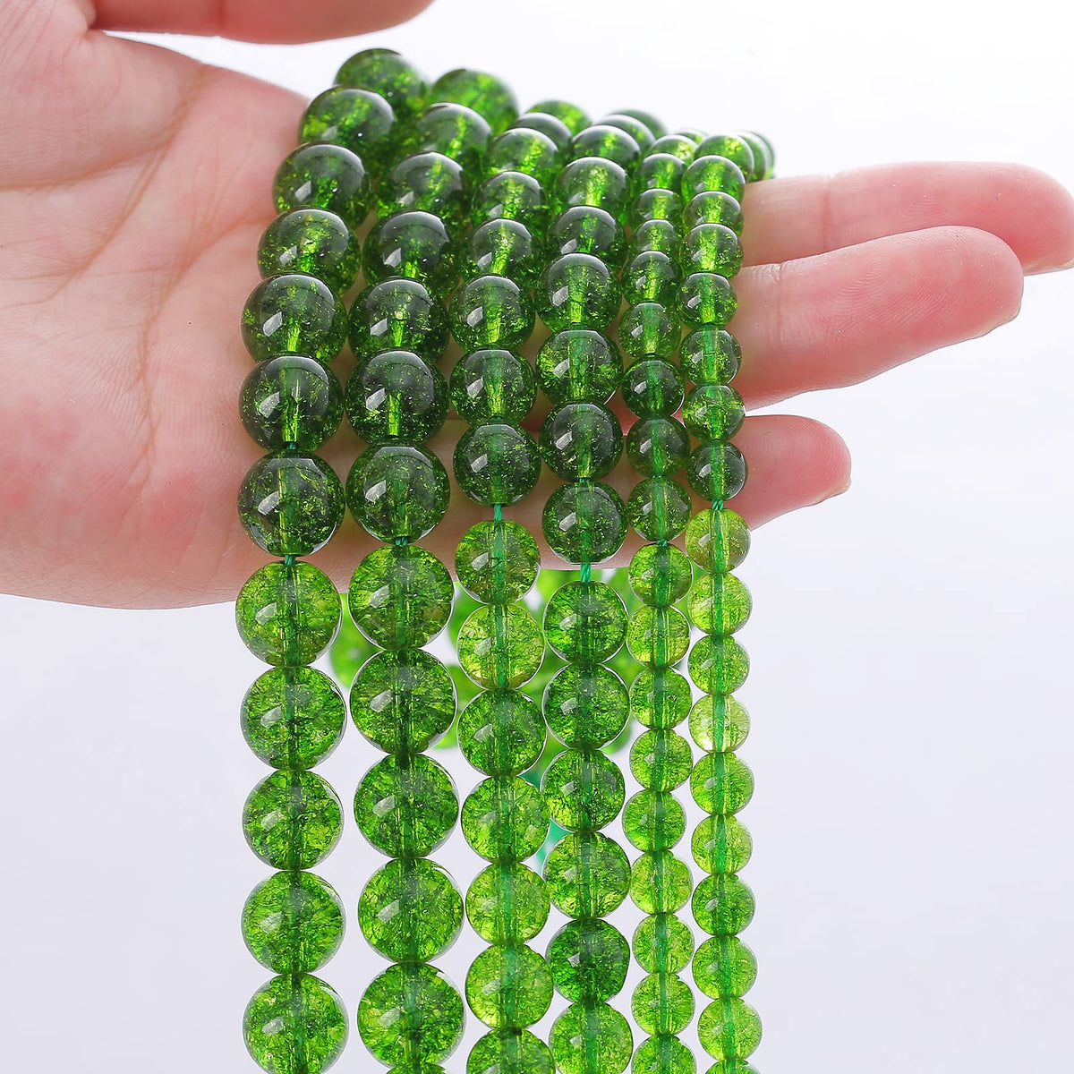 36pcs 10MM Natural Green Peridot Crystal Beads for Jewelry Making Round Loose Spacer Crystal Energy Healing Power Stone Beads DIY Bracelet Necklace Accessories(Green Peridot Crystal, 10mm)
