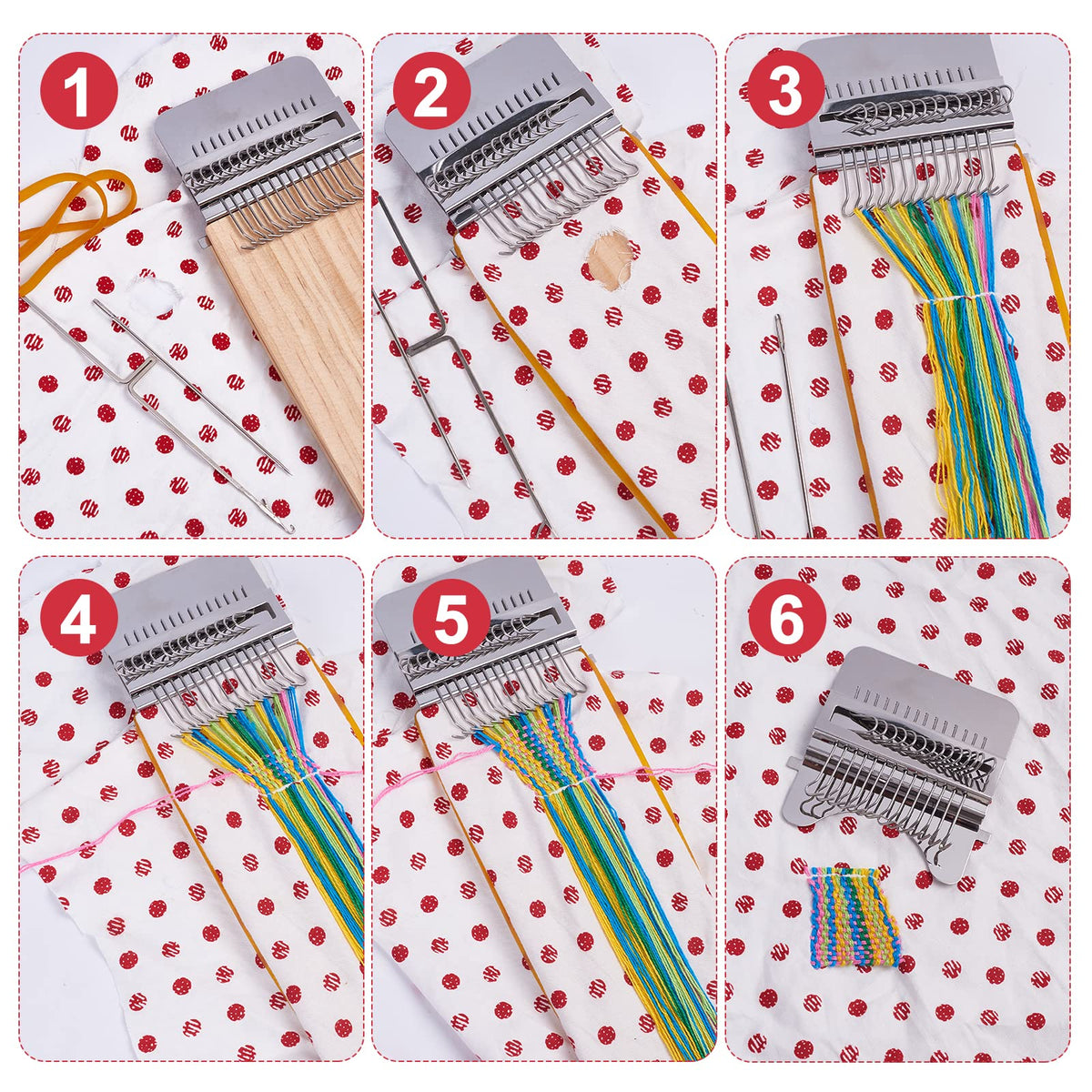 arricraft Wood Knitting Looms, Mini Weaving Frame Loom Kit with Pin Rubber Findings for DIY Weaving Arts, Repair Clothes, Mending Jeans