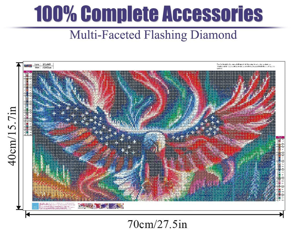 BOHADIY 5D Eagle Diamond Painting for Adults - Large Size Amercia Eagle Diamond Painting Kits, DIY Full Drill Diamond Art Kits for Adults, Gem Painting Kit Animal for Home Wall Decor 27.5 X 15.7 Inch