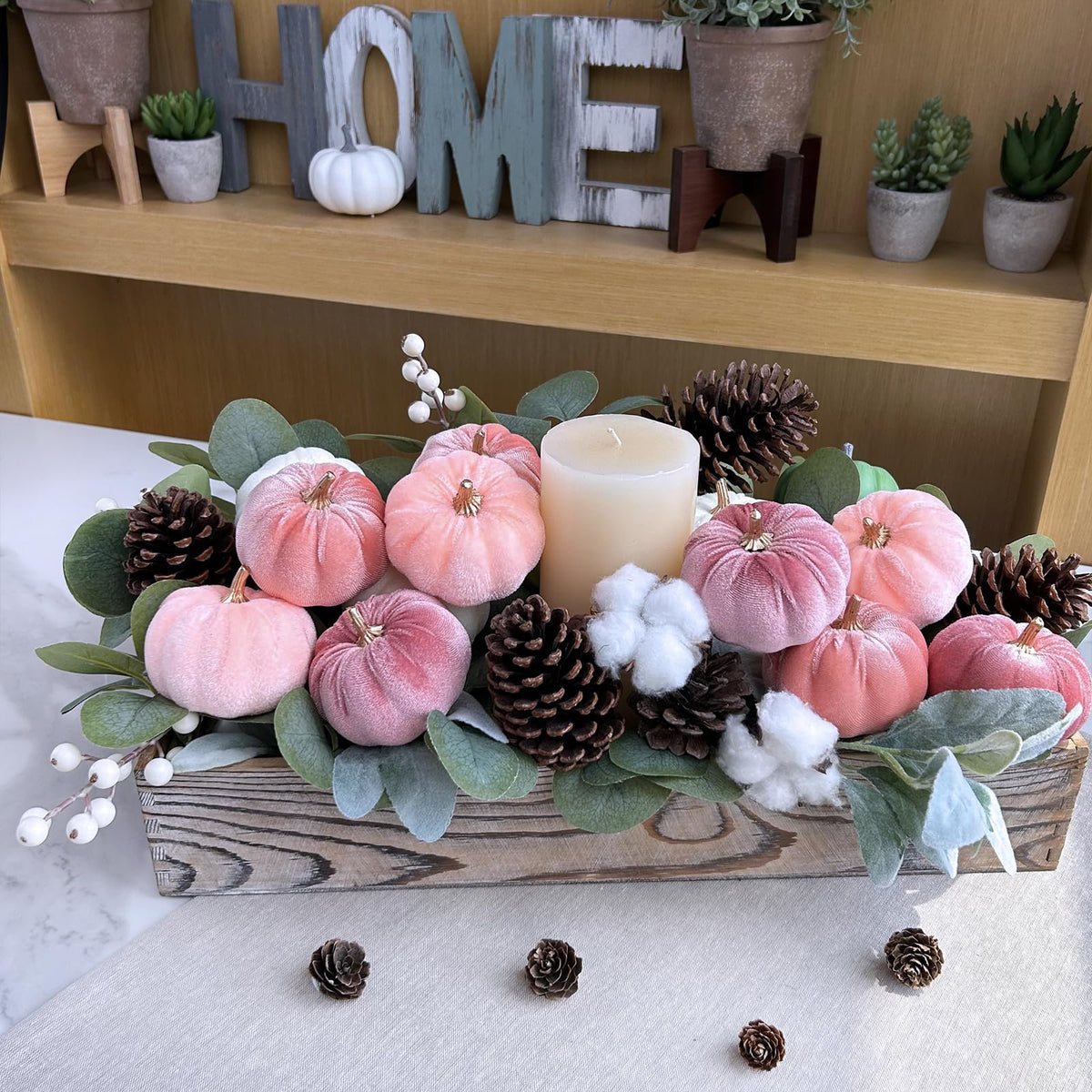 Winlyn 12 Pcs Small Rustic Faux Velvet Pumpkins Decorative Blush Coral Pink Peach Ivory Fabric Foam Pumpkins 3" for Fall Wedding Bbay Shower Thanksgiving Halloween Table Centerpiece Décor