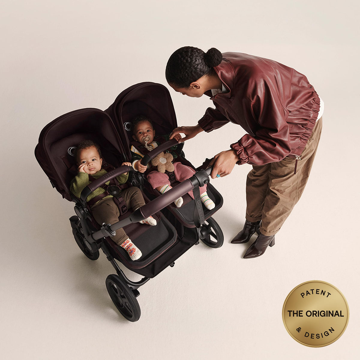 Bugaboo Donkey 6 Sibling Seat – Complete Second Seat Kit for Side-by-Side Double Stroller Conversion, Reversible & Reclining Toddler Seat with Sun Canopy – Cocoa Brown