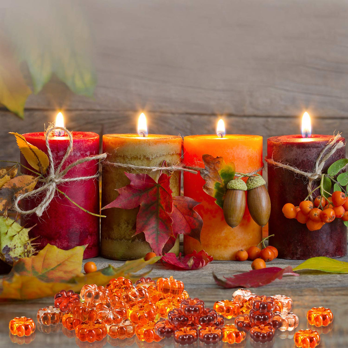 Tatuo 110 Pieces Mini Pumpkins Fall Decorations Acrylic Plastic Pumpkin Beads Ornaments Fall Vase Filler Table Scatters for Centerpieces Table Scatter Autumn Halloween Thanksgiving Harvest Festival