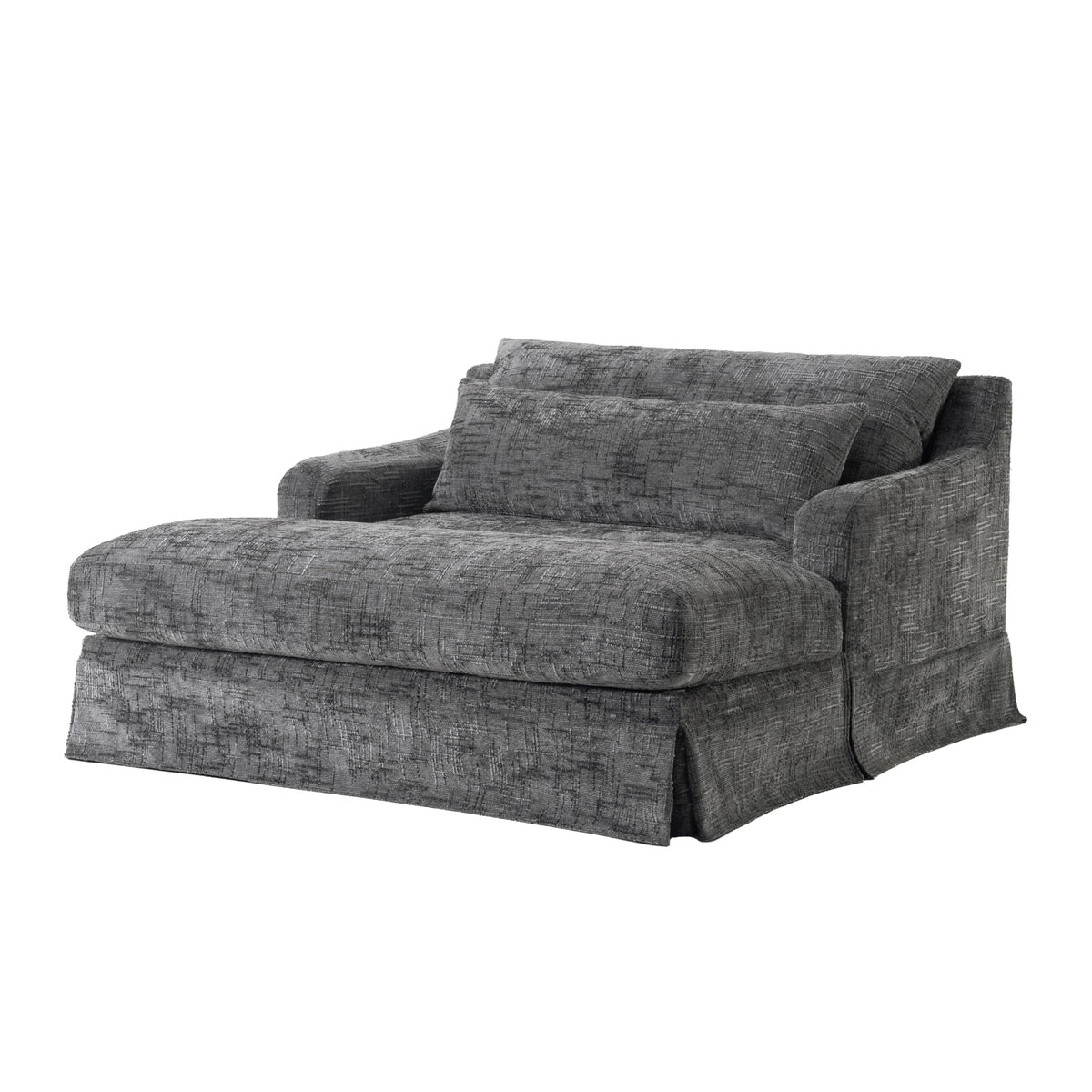 Merax Modern Indoor Chaise Lounge with Pillows, Oversized Chenille Upholstered Sleeper Sofa Bed with Armrests for Living Room, Apartment, Grey