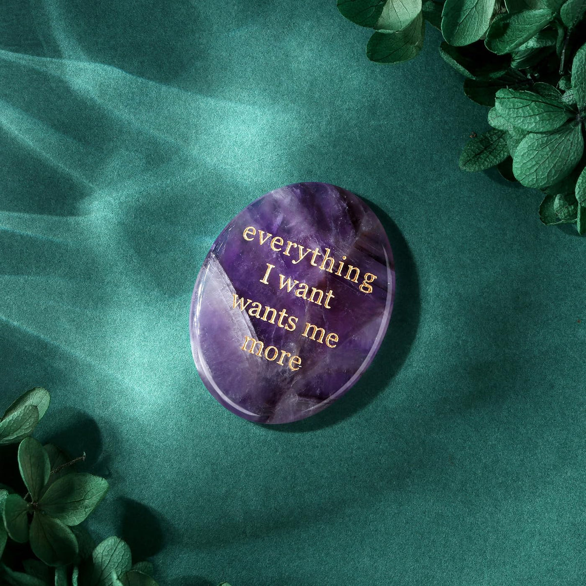 DUQGUHO Amethyst Crystal Encouragement Gifts for Women Everything I Want Wants Me More Inspirational Positive Anxiety Relief Items Pocket Hug Stones Emotional Calming Sobriety Gifts for Women Men
