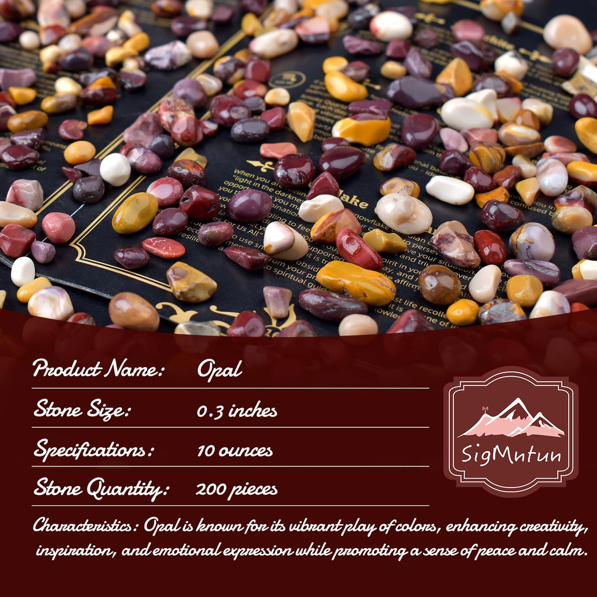SigMntun Polished Mookaite Jasper Crystal Chips 200 Pcs - 0.3" 10 oz Tumbled Stone Chips Crushed Sea Glass Stones Healing Reiki Crystal Making Home Decoration