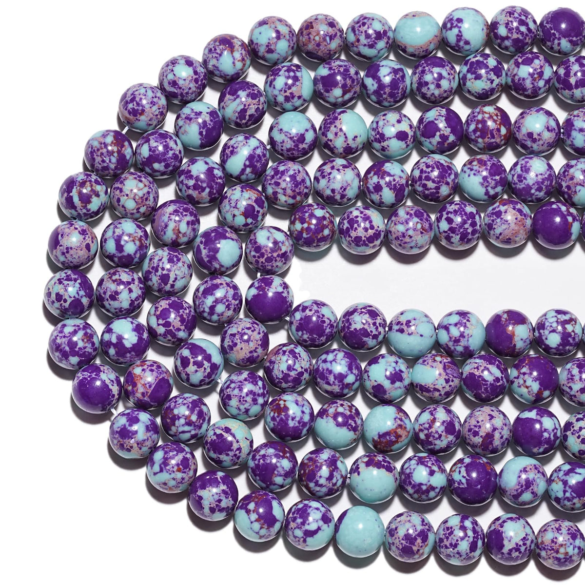 8mm Natural Purple-Blue Sea Sediment Imperial Jasper Gemstone Beads Polished Round Smooth Stone Beads for Bracelets Jewelry Making 15inch Loose Beads