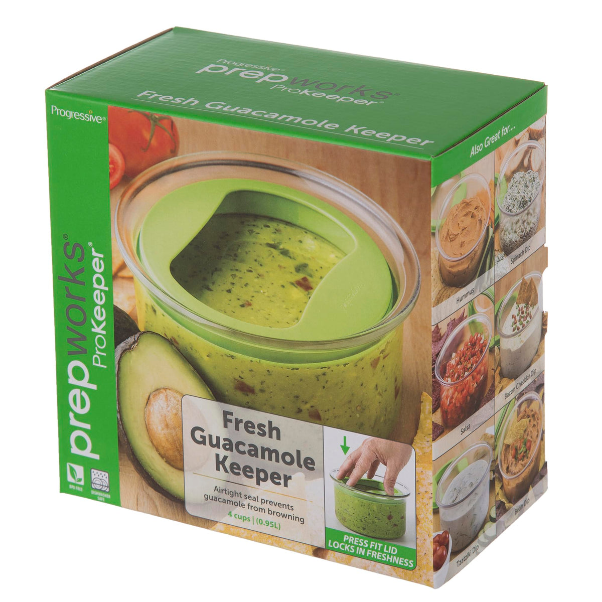 ProKeeper Fresh Guacamole Plastic Kitchen Storage Container with Airtight Lid (Green), for Guacamole and Food Storage