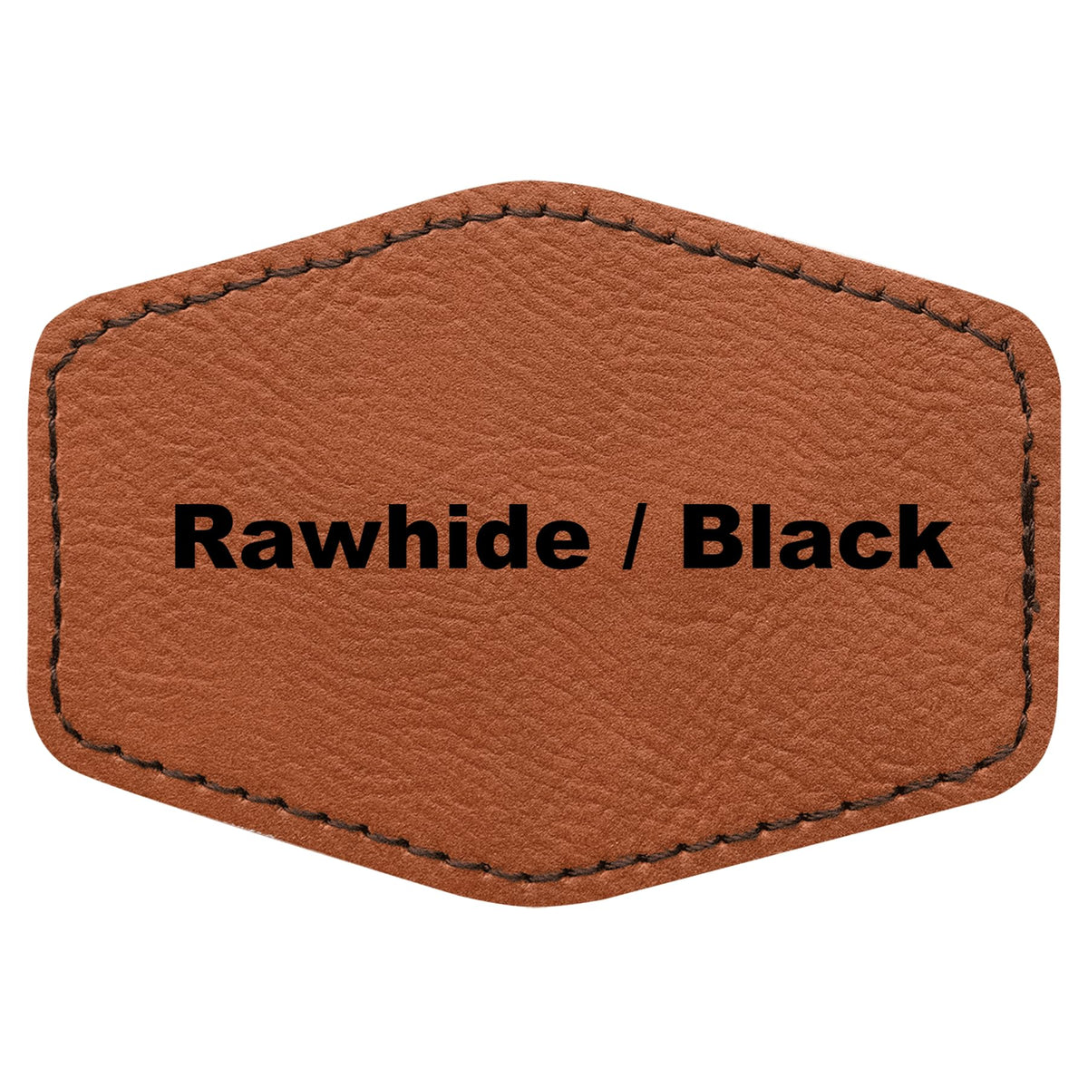 3"x2" Hexagon Blank Laserable Leatherette Hat Patches with Adhesive Faux Leather Patches for Hats Custom Fabric Repair Sew Laser Supplies (Rawhide/Black, 25)