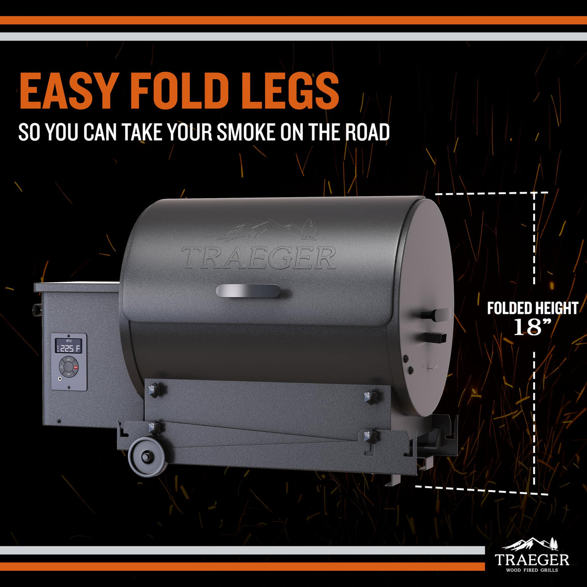 Traeger Grills TFB30KLF Tailgater 20 Portable Electric Wood Pellet Grill and Smoker – Foldable Legs, 6-in-1 Versatility, 300 sq. in. Cooking Space for Tailgating, Camping, and Outdoor BBQ