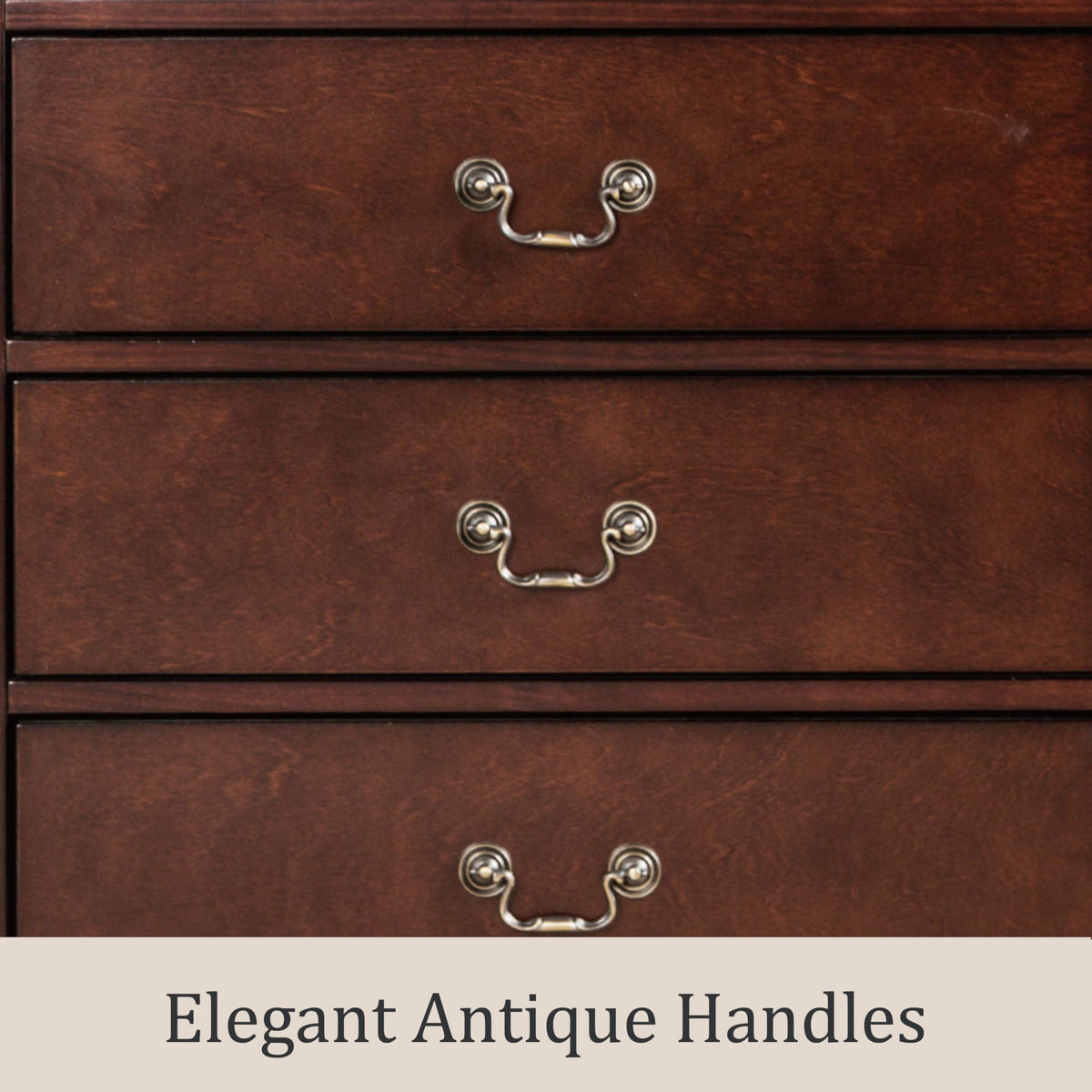Furniture of America Louis Philippe Traditional Wooden 6 Drawer Dresser with Mirror, Vintage Bedroom Set, Accent Vanity Dressing Table with Antique Nickle Handles, Walk-in Closet, Cherry