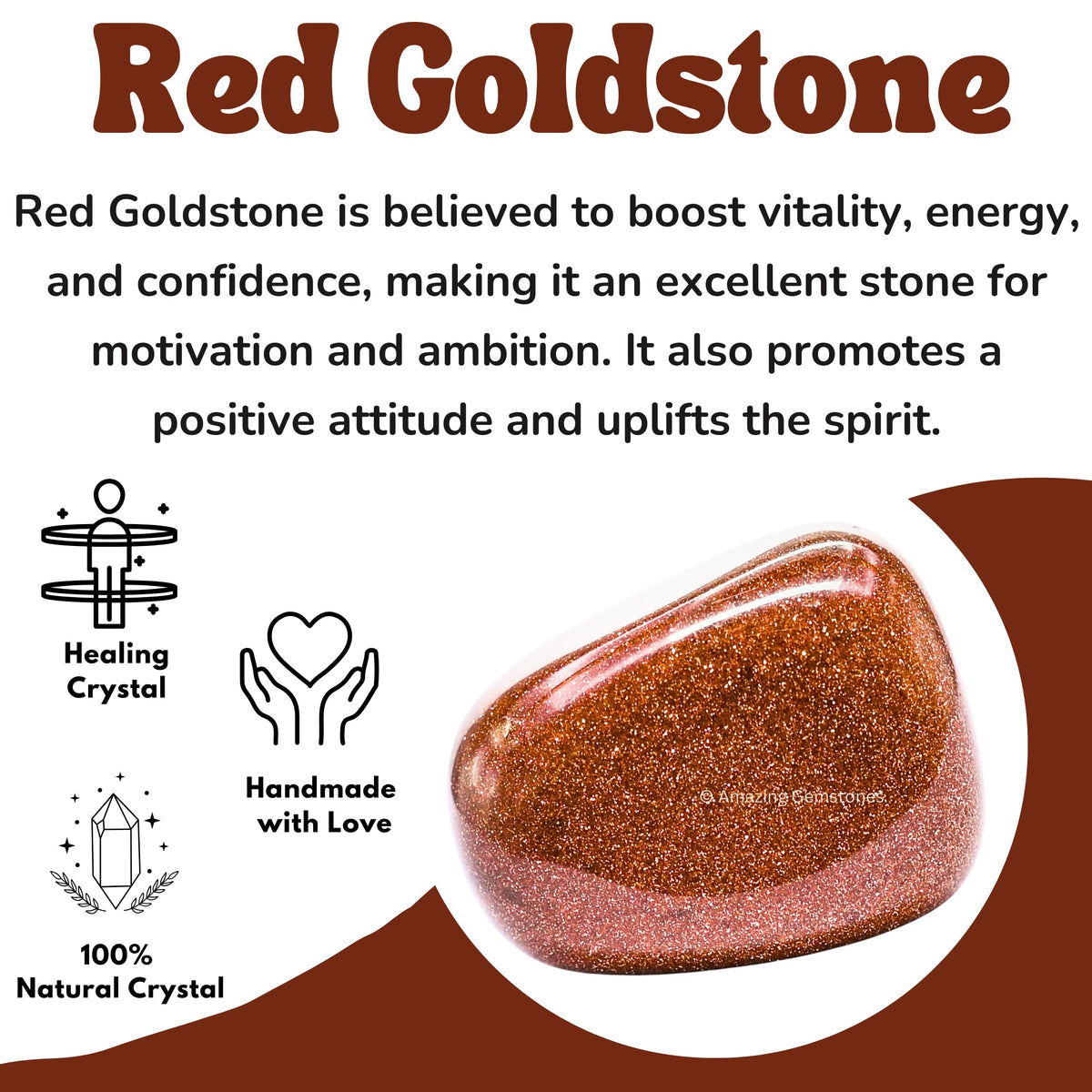 Amazing Gemstone Red Goldstone Crystals and Healing Stones Tumbled - 1000+ Carats Red Goldstone Stone, Natural Healing Stones for Energy Balance, Stress Relief - Premium Polished Gems Rocks