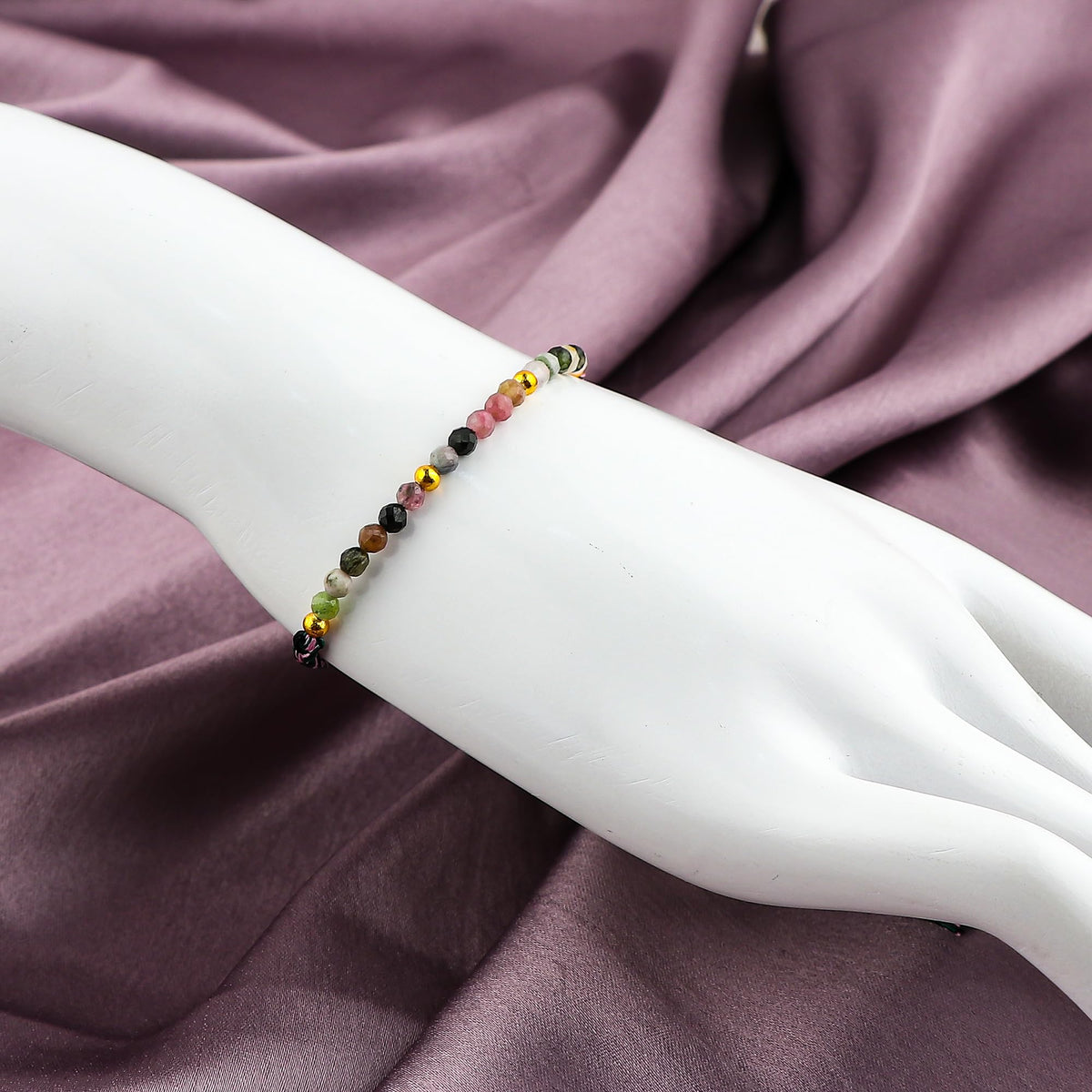 GEMSYMPHONY Multi Tourmaline Gemstone Beads Braided Bracelet – 3.5mm Natural Stone Beads, Handmade Adjustable Braided Rope Bracelet, Healing Crystal Jewelry for Men & Women, Unisex Boho Gift