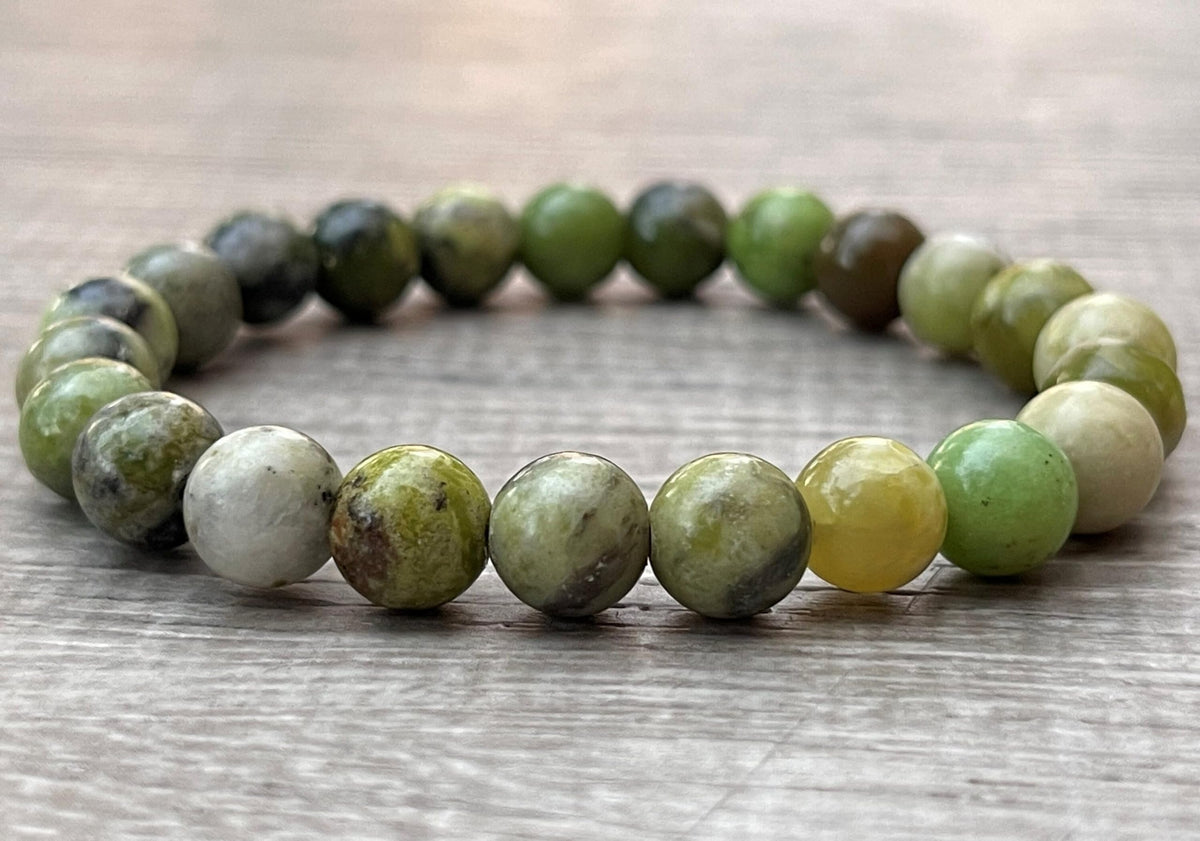 GAF TREASURES Chrysoprase Crystal Bead Bracelet 8mm, Genuine Chrysoprase Stretch Gemstone Bracelet, Healing Crystal Bracelet, Gift for Men & Women (1)