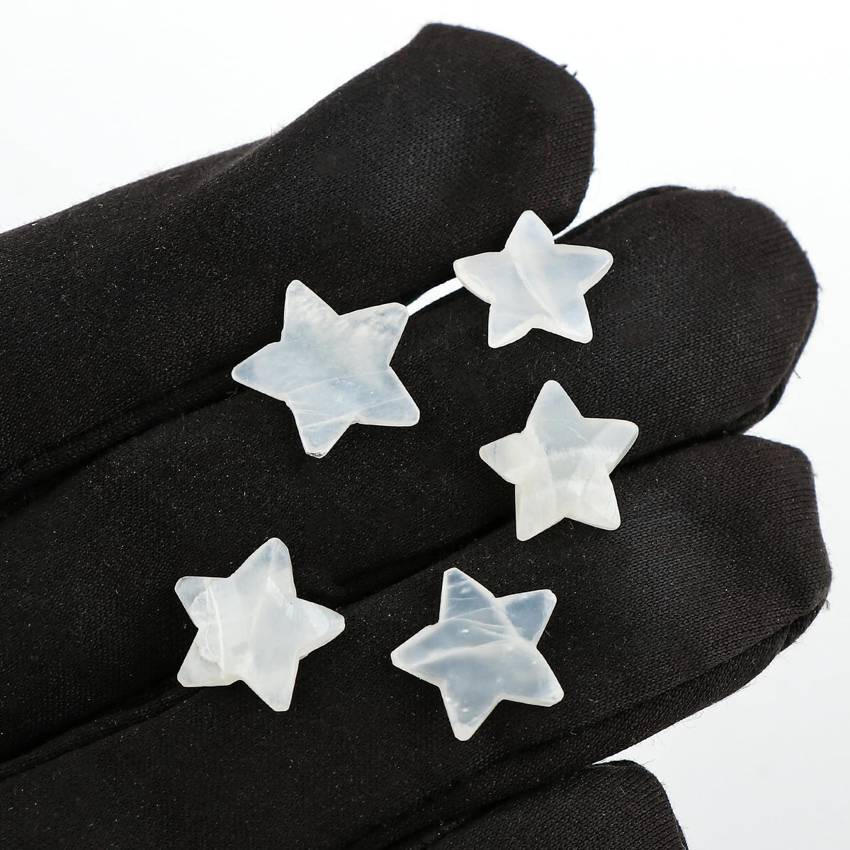 CRYSTALINES 5pcs, Wholesale Natural White Moonstone Gemstones, Bulk Star Shape Stones, Assorted Loose Supply, DIY Craft-Jewelry Making, Chakra Healing Crystals, Gem Collection, 8-12mm