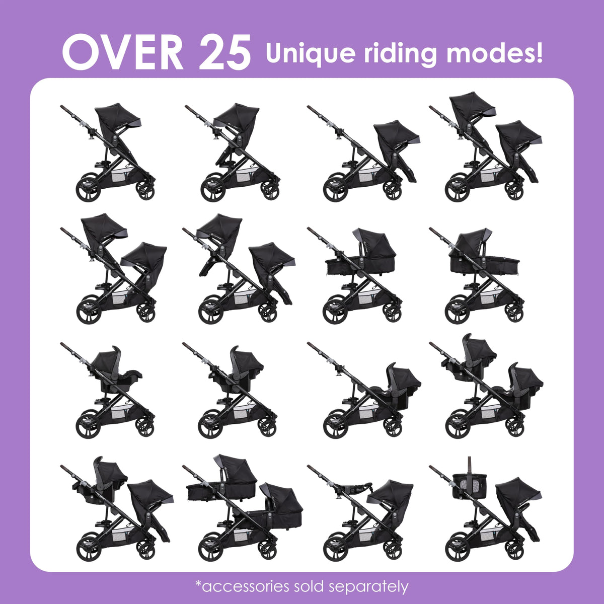 Baby Trend Morph Single to Double Modular Stroller, Dash Grey
