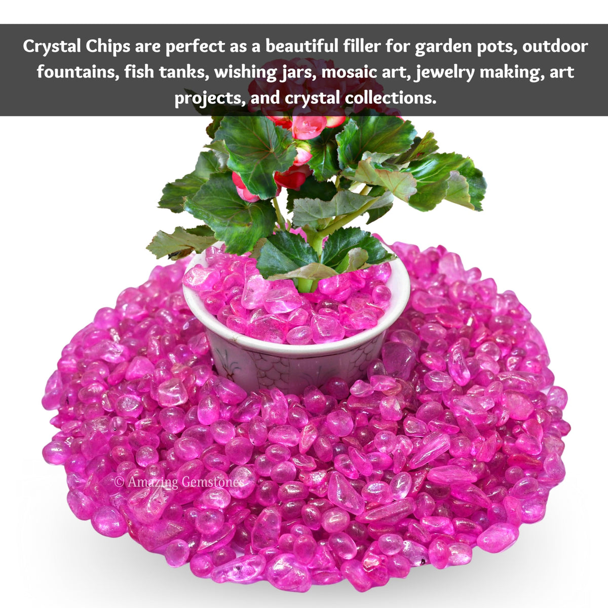 Amazing Gemstone Rose Aura Quartz Crystal Chips Aquarium Gravel Rocks - Aura Quartz Chips Bulk Fish Tank Gravel, Small Tumbled Stone Chips and Tiny Crystals for Decoration