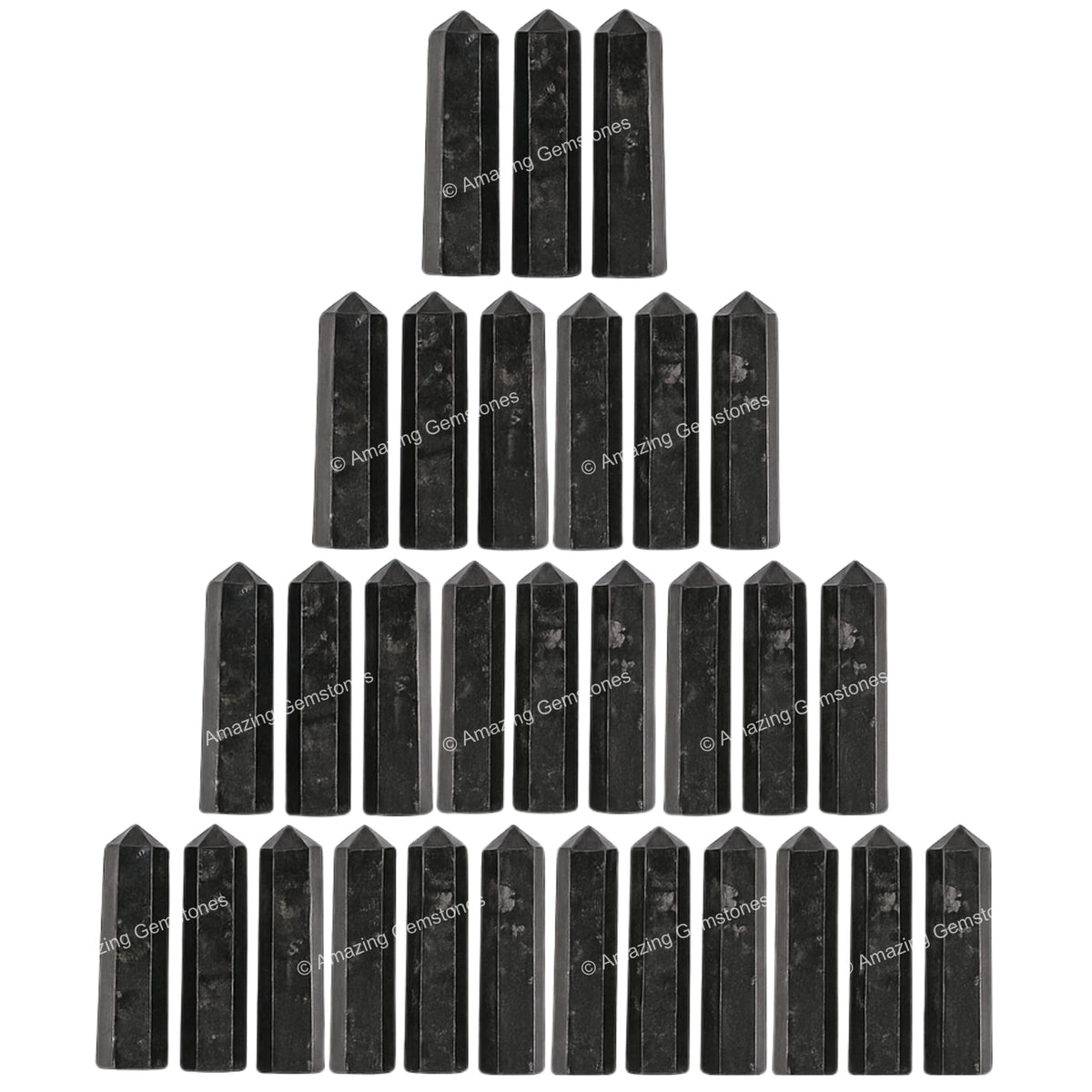 Amazing Gemstone Nuummite Crystal Points Bulk Healing Crystals & Stones - Pack of 3 Single Terminated Healing W& Point Bulk Crystals for Crafts, Crystal Grid, DIY Work - Premium Crystals