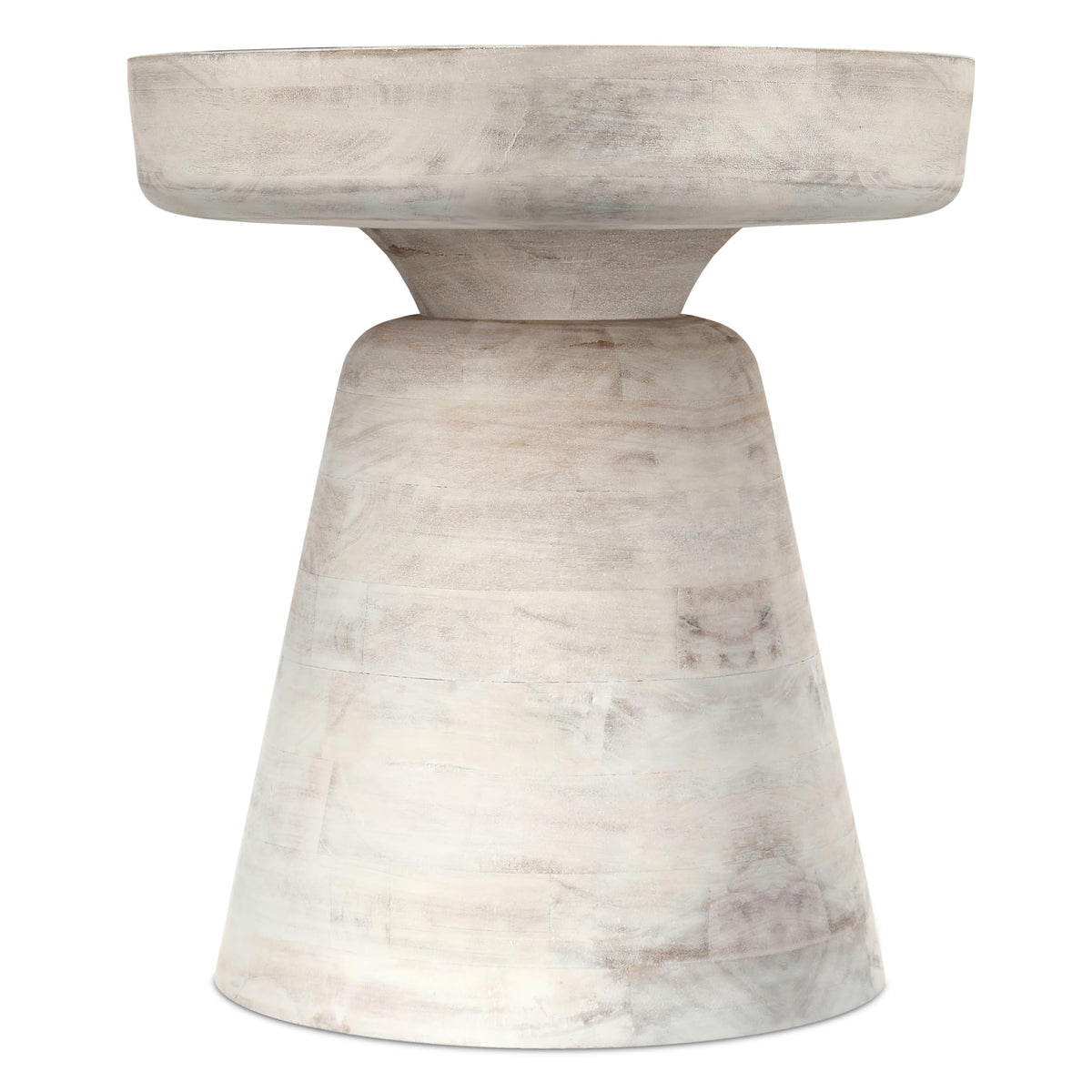 SIMPLIHOME Robbie Accent Table - 16 inch Wide Solid Mango Wood End Table in Distressed White Wash, Boho Contemporary Rustic Side Table for Living Room or Bedroom with Multipurpose Function, Assembled