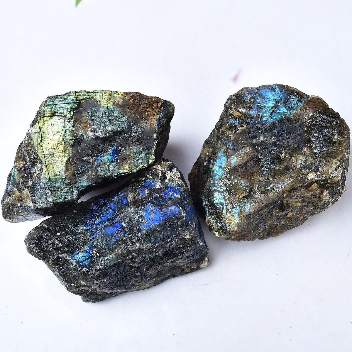FZBHRO Raw Labradorite Stone Blue Rough Labradorite Rock Healing Crystal and Stone for Tumbling Meditation 0.4-0.6 Pound