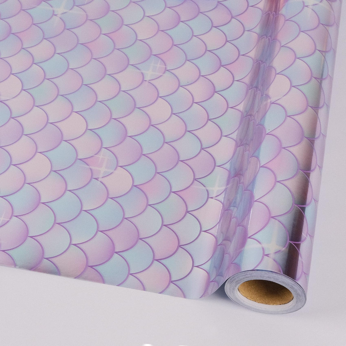 RayofSun Mermaid Scale Wrapping Paper for Girls Kids - 17 Inch x 32 Feet Mini Roll Under Sunlight Glittering Birthday Wrapping Paper Roll for All Occasions, Birthday, Baby Shower Wedding Present Wrap