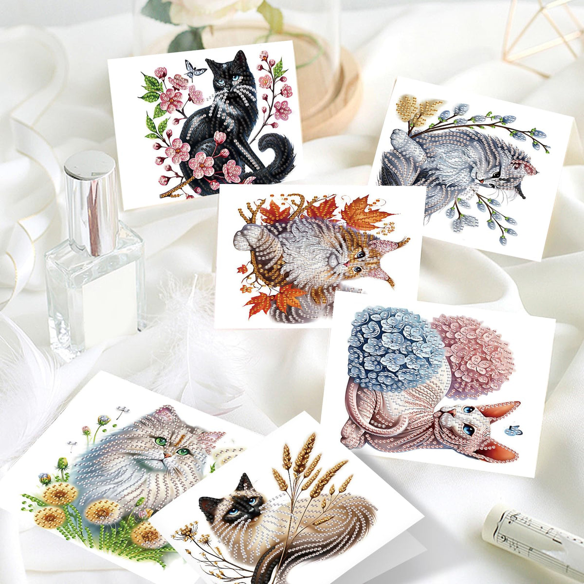 Focart 24 Pack Diamond Painting Greeting Cards, Random Diamond Art Kits Special Shape Drill DIY Handcraft for Relatives and Friends with Wishes, Unique Design Crafting for Birthday Holiday Cards