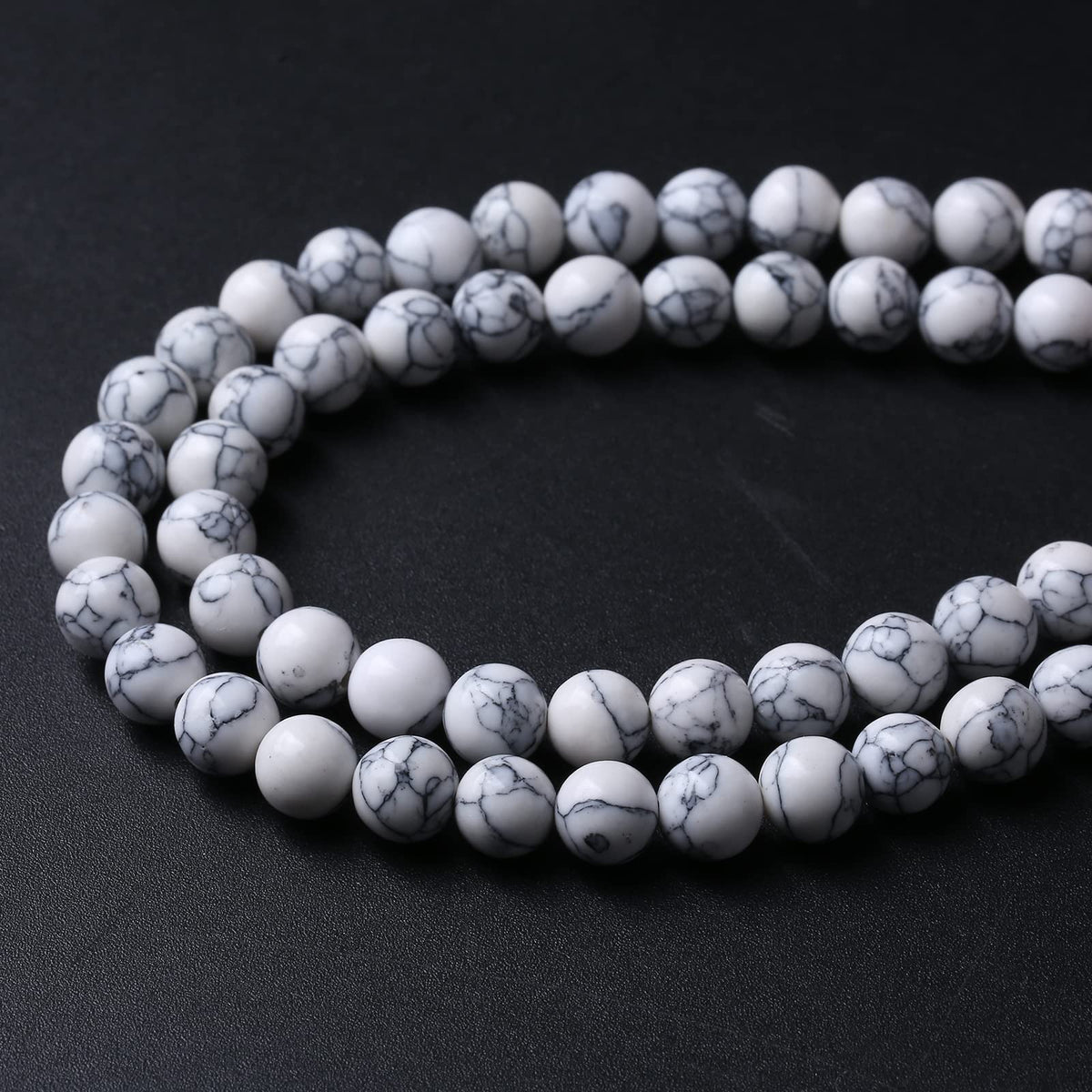 38pcs 10mm Natural Stone Beads White Turquoise Gemstone Round Loose Beads for Jewelry Making Crystal Energy Stone Healing Power DIY Bracelets (10mm, White Turquoise)