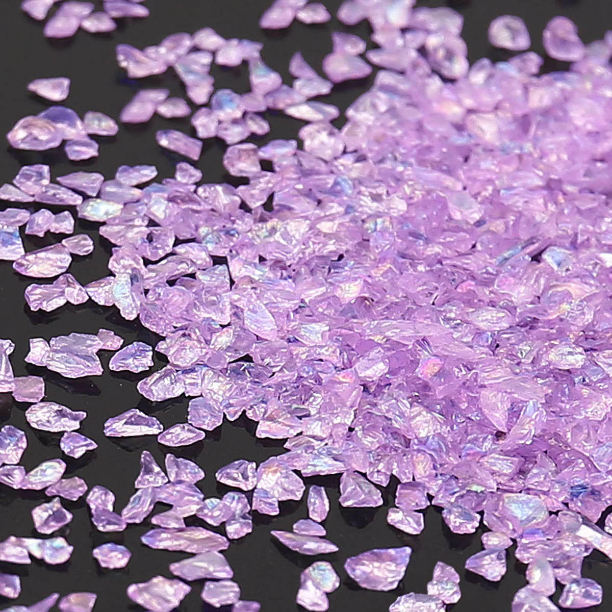 Irregular Crushed Glass Chips Sprinkles, 100g Metallic Chunky Glitter Stones for Nail Art, Resin Mold Filler, DIY Crafts, Vase Filler, Jewelry Making (Light Purple AB)