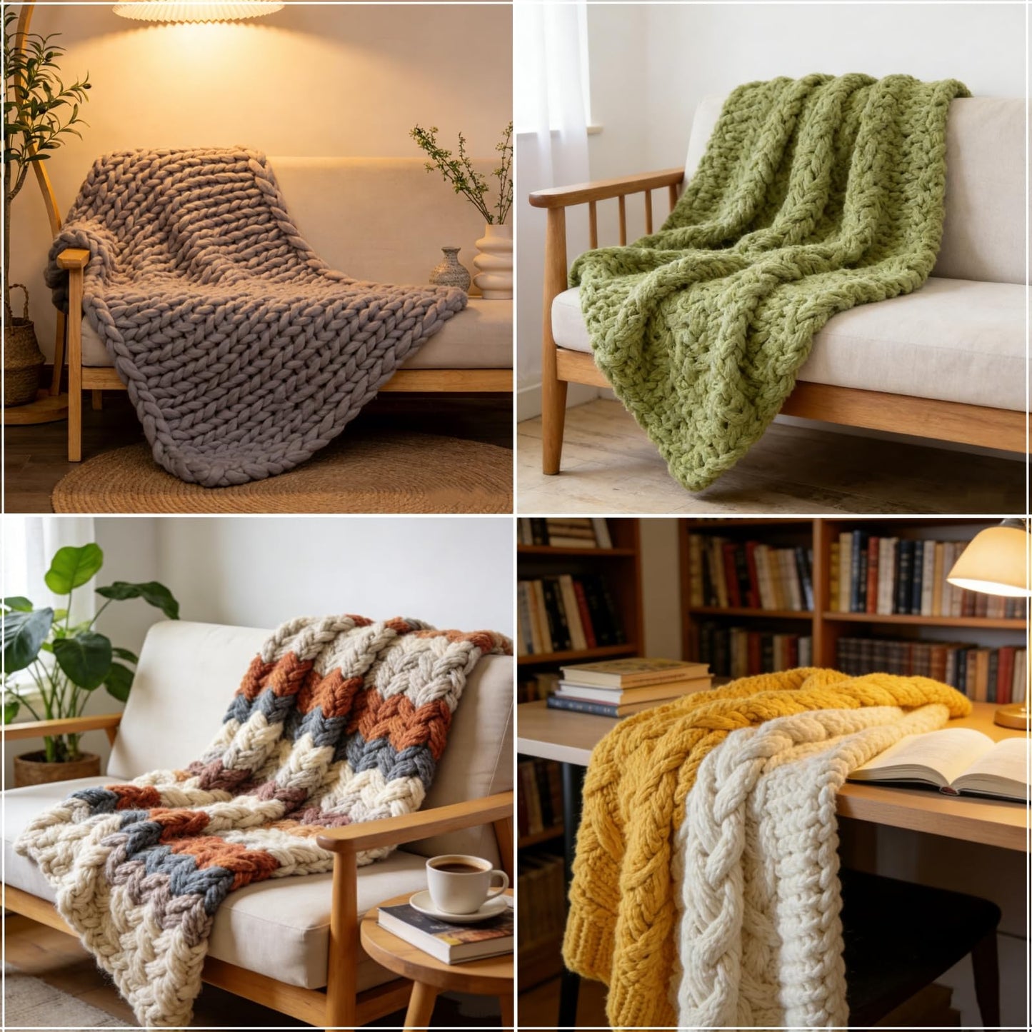 FOBEVTEF 46'' DIY Chunky Knit Blanket Loom, Wooden Loom Frame for DIY Throw Blankets, Adjustable Size Hand Knitting Kit | No Needles Required | Foldable & Portable | Beginner Friendly Yarn Craft