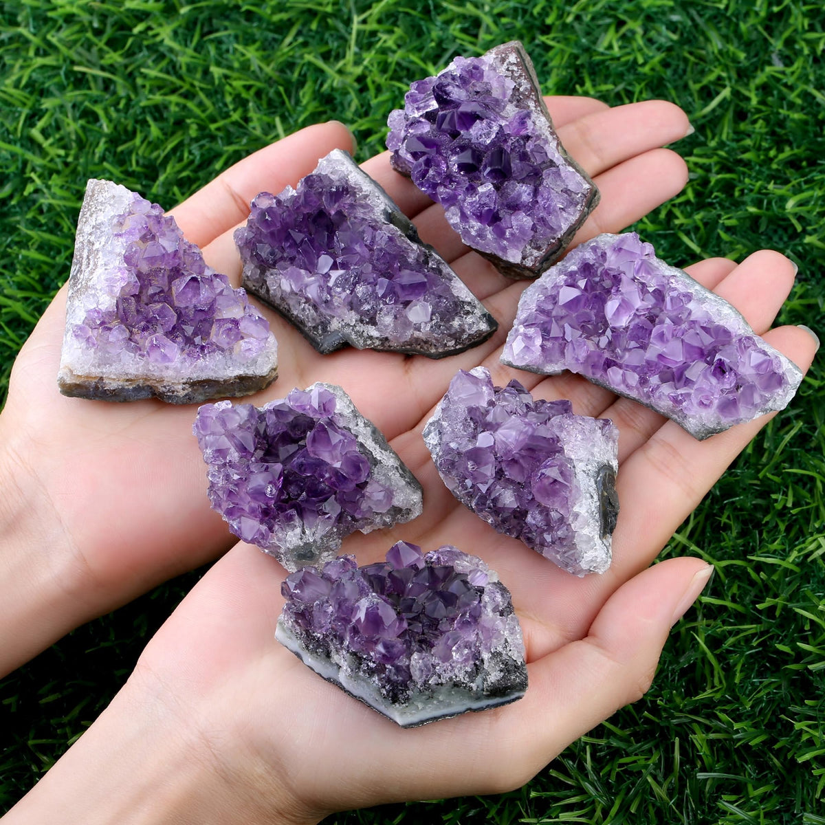 ZHIYUXI Amethyst Crystal Cluster Rock Geode Gemstones Purple Raw Crystals Stone Rock Collection Raw Energy Balance Reiki Home Decor 1Pc 50-70g