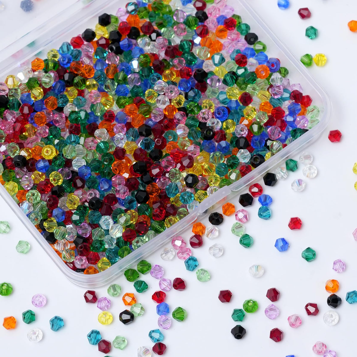 Kalumy 1000PCS Bicone Crystal Beads 4mm Glass Faceted Spacer Beads Bulk for Jewelry Making DIY Bracelets Necklace Earring Crafts (15 Colors)