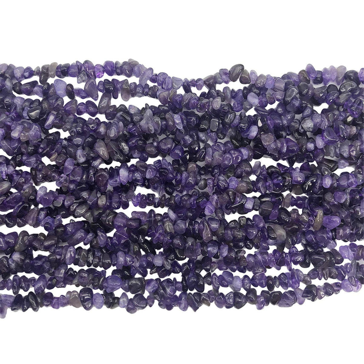 Fekuar 64" Irregular Tumbled Amethyst Chip Beads for Jewelry Making, Healing Crystal Drilled Loose Bead Strand DIY Craft Supplies, 5-8mm