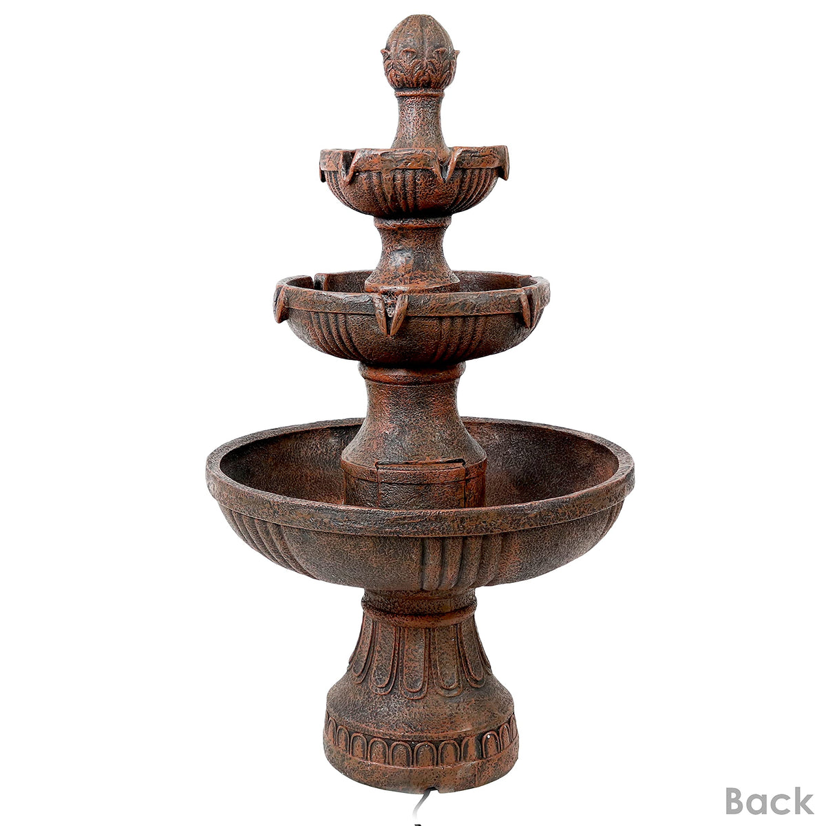 Sunnydaze Flower Blossom 43" Tiered Outdoor Water Fountain - 3-Tiered Outdoor Fountain for Garden, Patio, or Backyard - Earth Finish