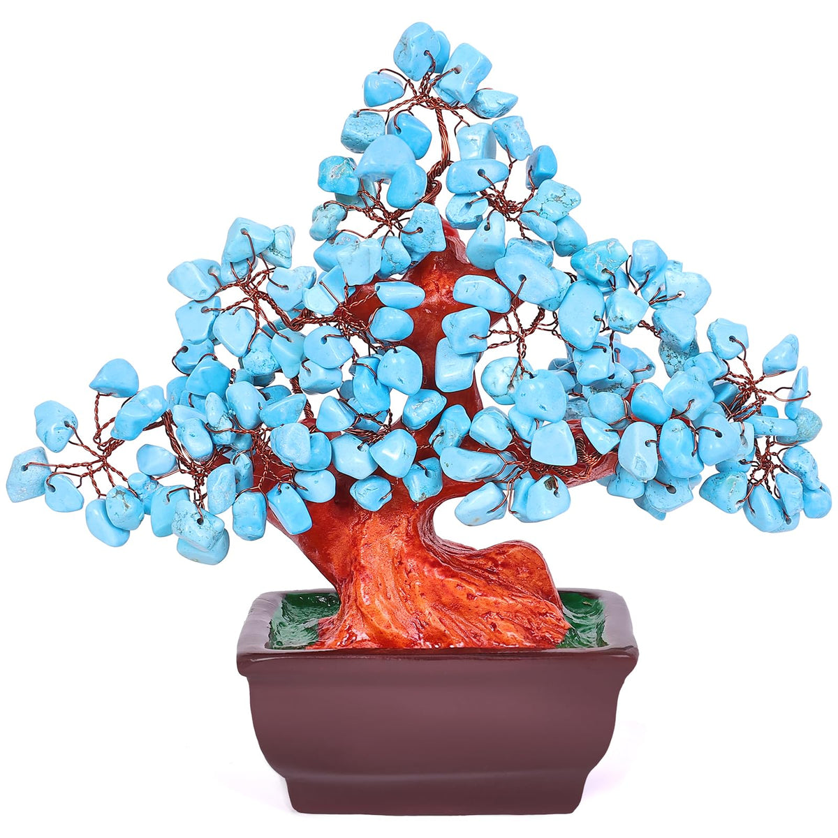 AzureLeap Feng Shui Quartz Crystal Money Tree Bonsai Style Decoration for Luck and Wealth (Blue)