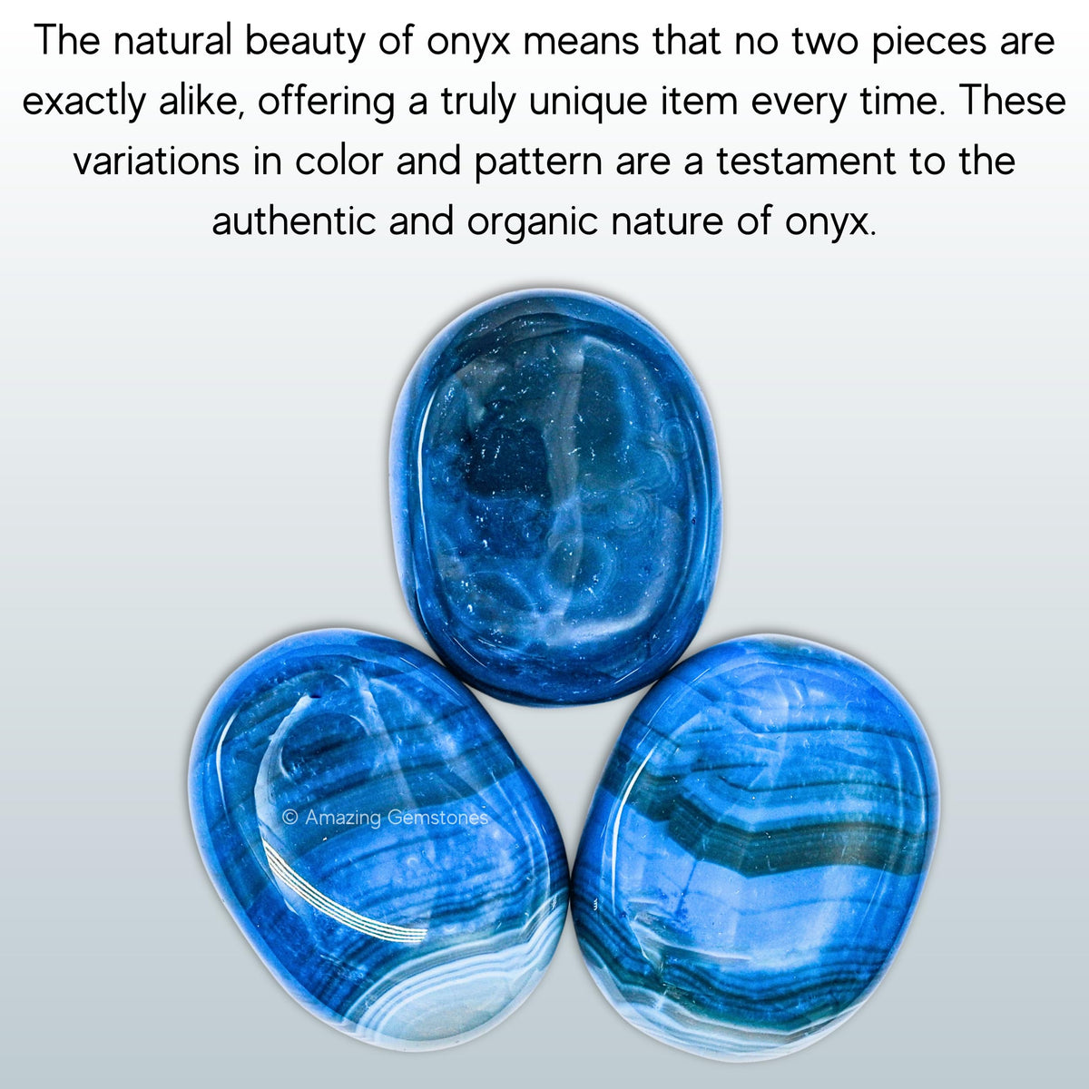 Amazing Gemstone Blue Onyx Crystals and Healing Stones - Large Palm Stone Crystals Piedra - Crystal for Good Luck, Balanced Positive Energy, Meditation - Unique Stocking Stuffers Gifts for Women, Men