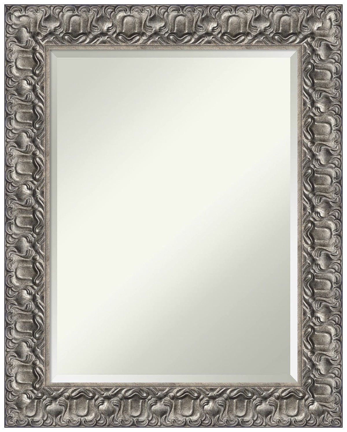 Amanti Art Silver Bathroom Mirror for Over Sink, 30x24 Silver Luxor Rectangle Vanity Mirror, Medium Traditional Wood Frame, Hangs Horizonally and Vertically, Bathroom Wall Decor, Beveled Edge