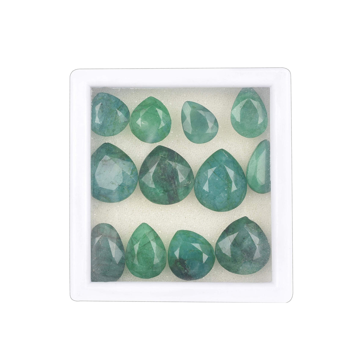 GEMHUB Jewelry Making Gemstone Beads 140.00 Carat. 14 Pcs Natural Green Emerald Gemstone, Pear Cut Emerald Gemstone Lot for Jewelry